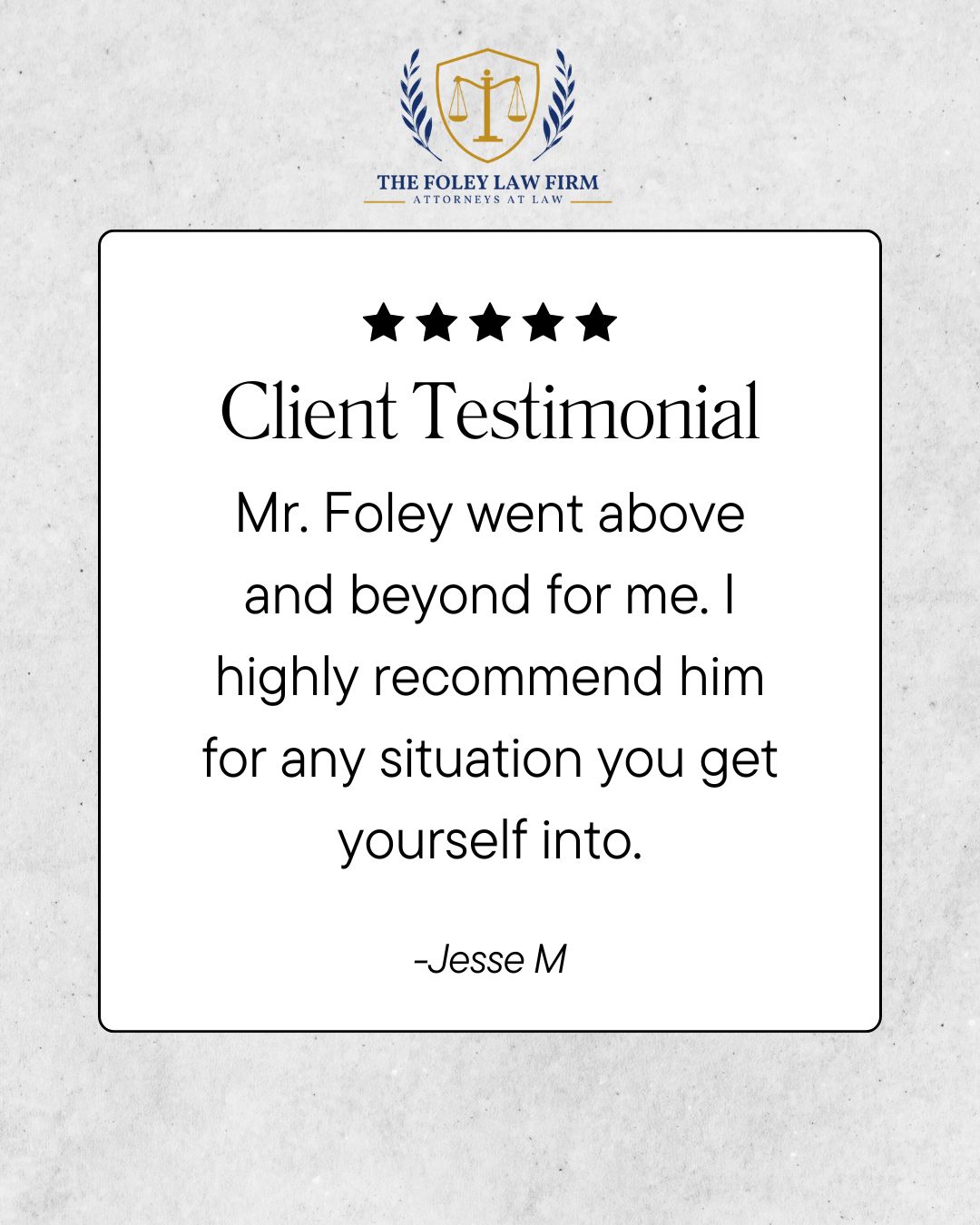 When you're in a tough situation, you need more than just a lawyer; you need someone who will go the extra mile to protect your future.
Thank you, Jesse, for trusting us with your case. 🤝
#TheFoleyLawFirm #ColoradoSprings #lawyer
