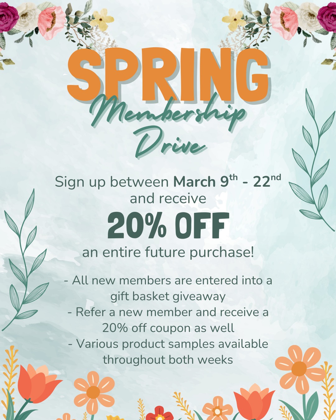 This week is the best time to become a member of the co-op! While membership isn't required to shop with us, there are several benefits to joining:
- Monthly Member Appreciation days (save 10% on an entire order)
- 10% on all case product purchases
- 7% off $75 for every hour volunteered with a non-profit partner
- Attend store meetings and have your voice heard with decisions involving the co-op
- Much more!