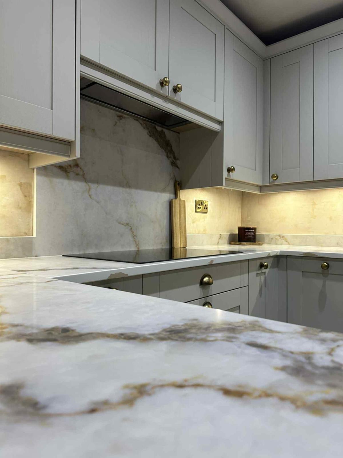 Chrysos hi res printed quartz tops #quartzworktop #worktopscheshire #kitchenideas #quartzworktops #homeimprovement #kitchenworktops