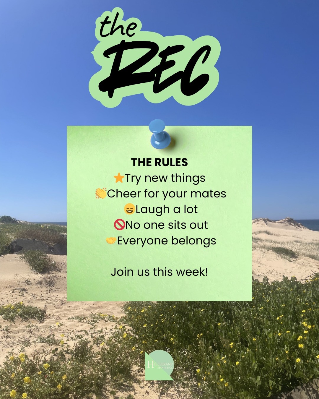 Every group has its rules.
At The Rec, they’re pretty simple!
After school should feel like something to look forward to - not just another routine or appointment.
If you’ve got a young person who’d love to be part of it, we’d love to hear from you.
🌐 https://www.hillebrandshawco.com/get-in-touch