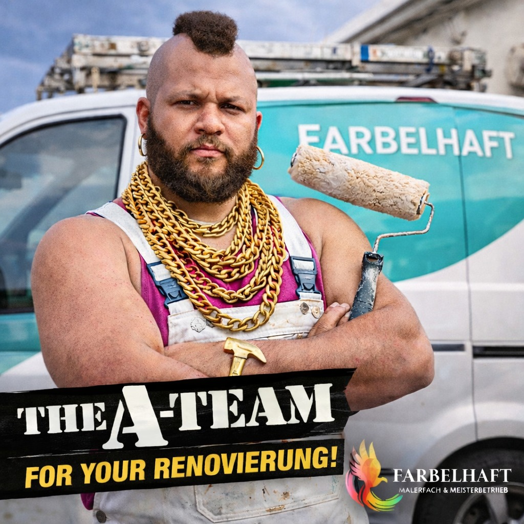 🎨💪 Du brauchst keine Söldner… du brauchst Maler.
Andere rufen irgendeinen „Kumpel, der da einen kennt“…
Du rufst direkt das A-TEAM der Renovierung.
Goldkette? ✔
Werkzeug? ✔
Plan von der Baustelle? Sowieso.
Während andere noch diskutieren,
rollen wir schon Farbe an die Wand.
🧱 Risse?
🎨 Alte Tapeten?
🏚️ Fassaden aus der Steinzeit?
Kein Problem.
Wir kommen, sehen und… renovieren.
👉 Nimm doch direkt das A-TEAM für deine Renovierung.
www.farbelhaft.saarland
#farbelhaft #malermeister #meisterbetrieb #handwerk #renovierung #fassade #farbdesign #malerhandwerk #handwerkmitstil #handwerkrockt #dashandwerk #schoenerwohnen #aTeamDerRenovierung 💪🎨