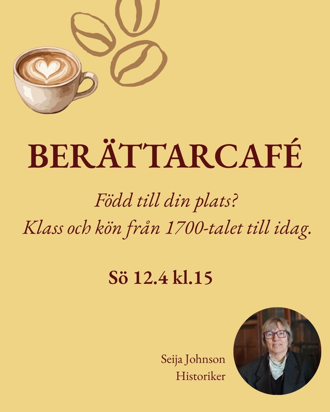 Hur mycket av våra liv formas av var – och till vem – vi föds? Och hur mycket kan vi egentligen förändra?
Välkommen till ett tankeväckande berättarcafé där vi tillsammans utforskar frågor om klass, kön och möjligheter – då och nu.
Seija Johnson, historiker, gästar oss och berättar om 1700-talets orättvisor, som vi speglar mot dagens samhälle. Genom berättelser och samtal öppnar vi upp för reflektion, igenkänning och nya perspektiv.
📍 Plats: Chydenius prästgård, Kyrkostigen 4
🕒 Tid: Söndag 12.4 kl. 15.00
Ta med en vän, din nyfikenhet och dina tankar – och var med i samtalet. Man får tala sitt eget modersmål.
Varmt välkommen! Tillfället är kostnadsfritt och det finns kaffeförsäljning.