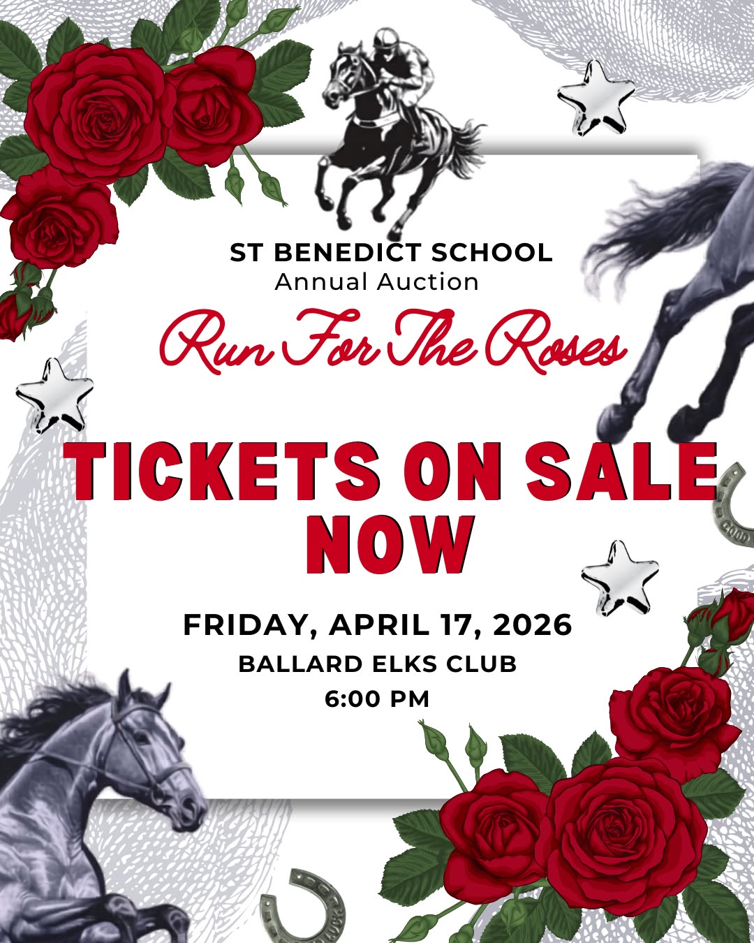 🌹 Run for the Roses: We are Off to the Races! 🌹
The countdown to Auction Night has begun! We are thrilled to see the St. Ben’s community rallying together for what promises to be a spectacular event.
Don't wait for the photo finish—auction tickets are available now! Grab yours today and join us for a night of fun, community, and support for our school. 🔗LINK: https://stbens.ejoinme.org/MyEvents/2026AuctionRunfortheRoses/Registration/tabid/1567191/Default.aspx