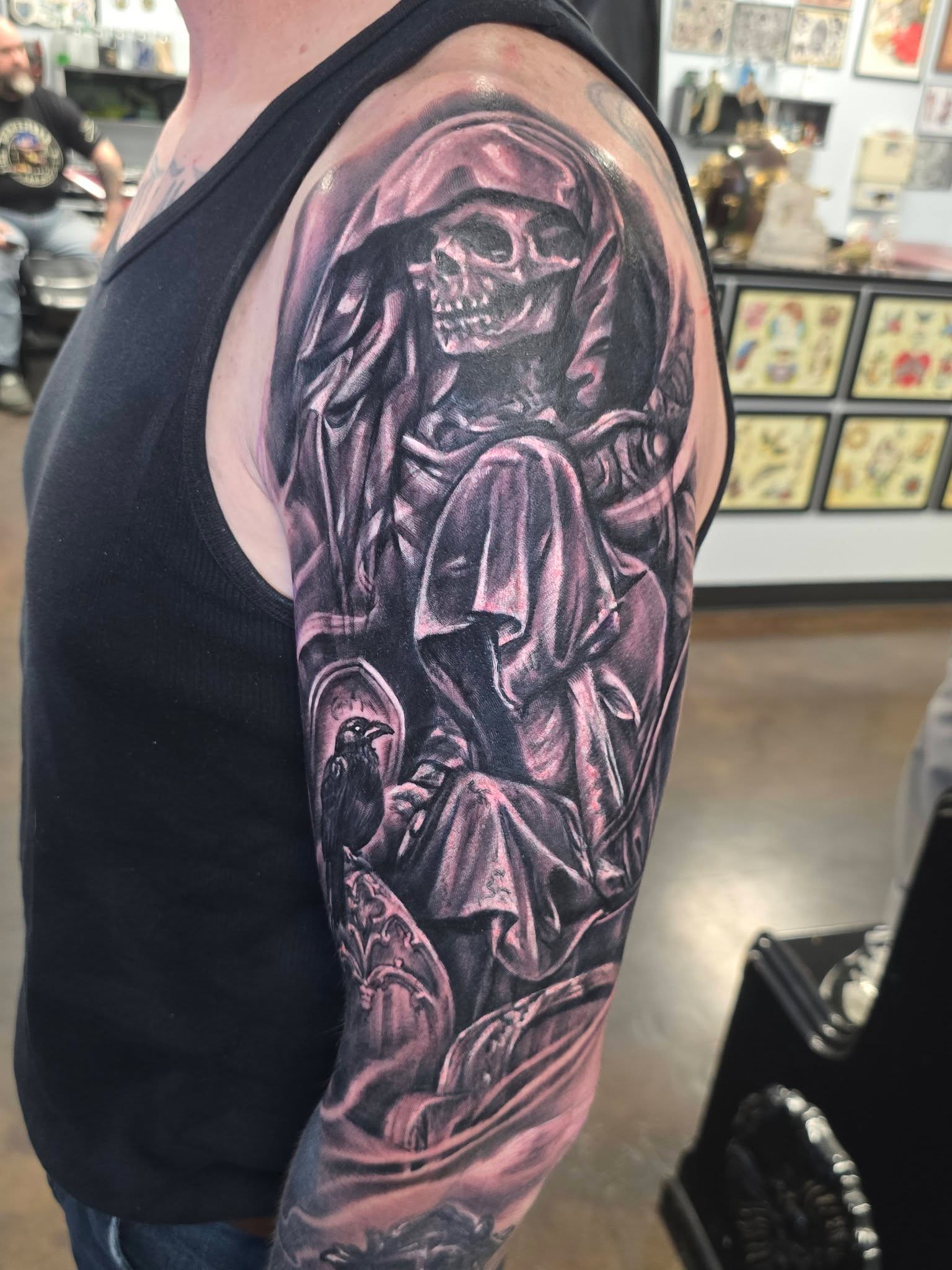 Walk through the stone garden. This was really excited to get to the inner bicep and this sleeve will be a wrap. April dates available!
#blackandgreytattoo #realistictattoo #mntattooartist
