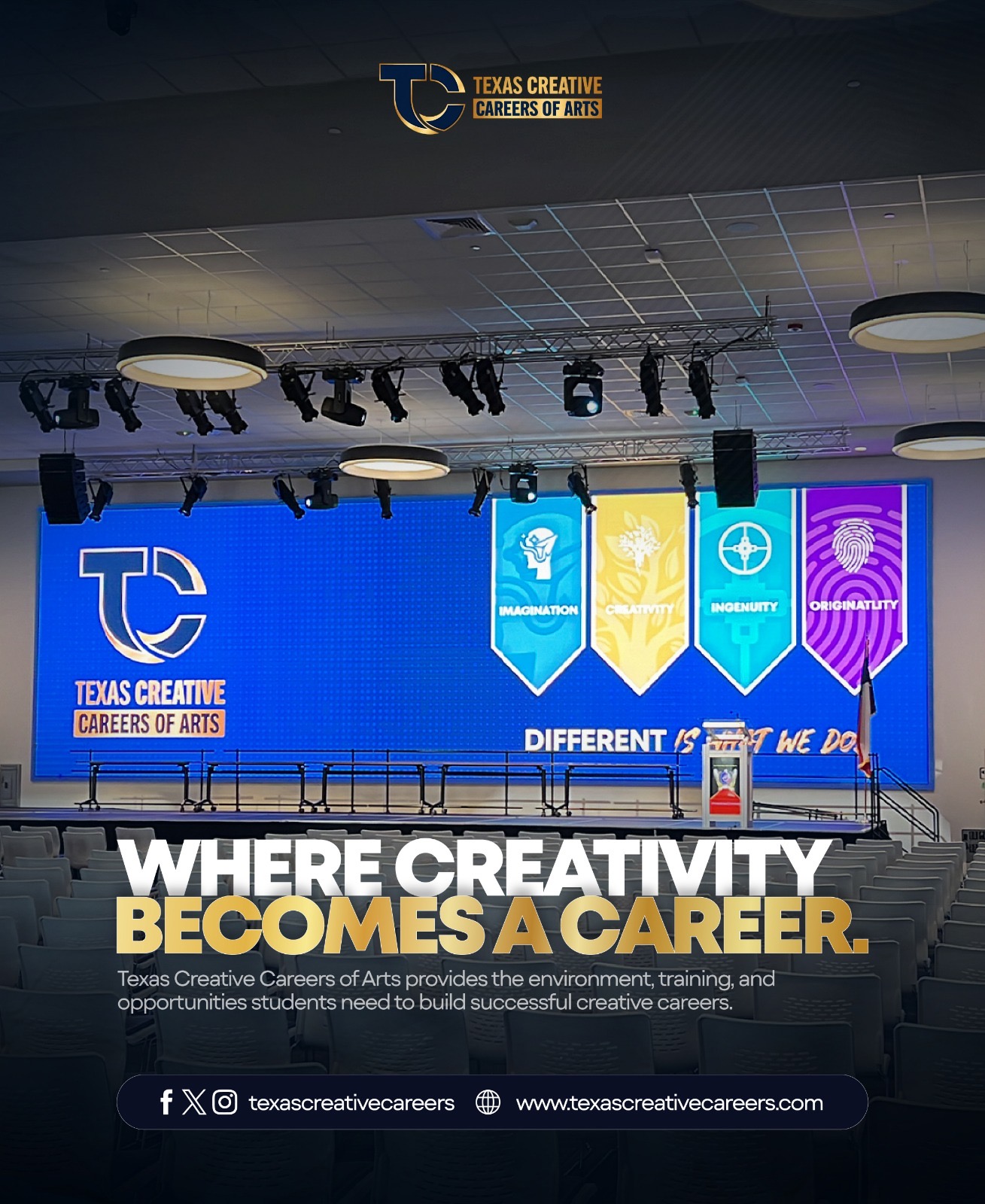 ✨ Where creativity becomes a career.
At Texas Creative Careers of Arts, we don’t just teach — we prepare you for the real world.
From imagination to execution, you’ll gain the skills, confidence, and experience to turn your passion into a profession.
🎨 Explore your creativity
🎯 Build real-world skills
🚀 Step into your future
This is where ideas grow into careers.
👉 Learn more: www.texascreativecareers.com
#TexasCreativeCareers #CreativeCareers #DesignYourFuture #MediaSchool #CreativeEducation #ElPaso #CareerGoals #LearnCreateLead #FutureCreators