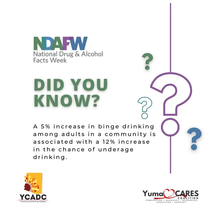 Young people are always watching, and adult behavior helps shape community norms. Binge drinking is linked to serious alcohol related harms, which is why prevention efforts must include both education and positive adult example setting.
This week, let’s remember that creating a healthier community starts with the choices we make every day.
#NDAFW #PreventionStartsWithUs #CommunityAwareness #UnderageDrinking