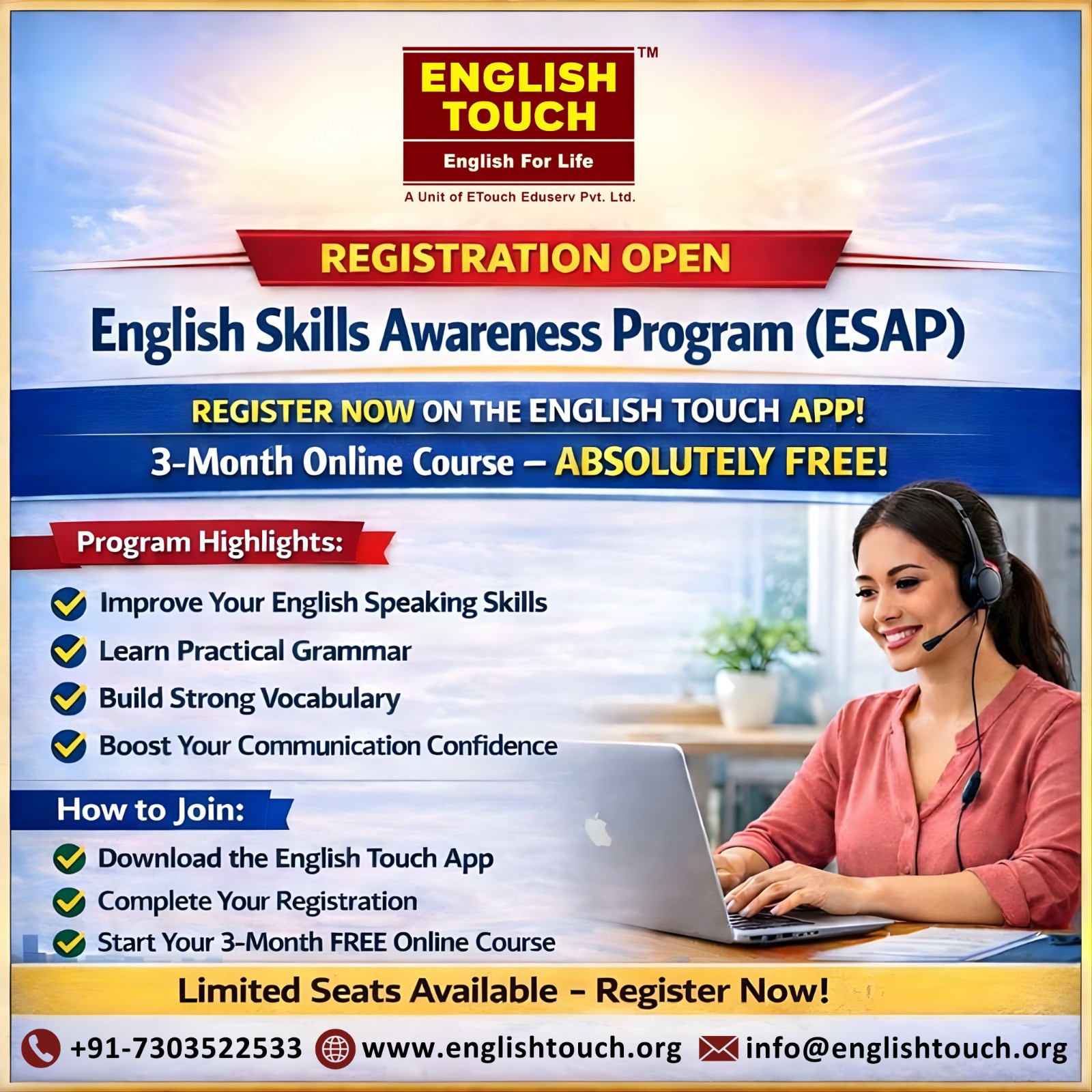 #EnglishSkillsProgram #EnglishTouch
#EnglishForLife #FreshBatch