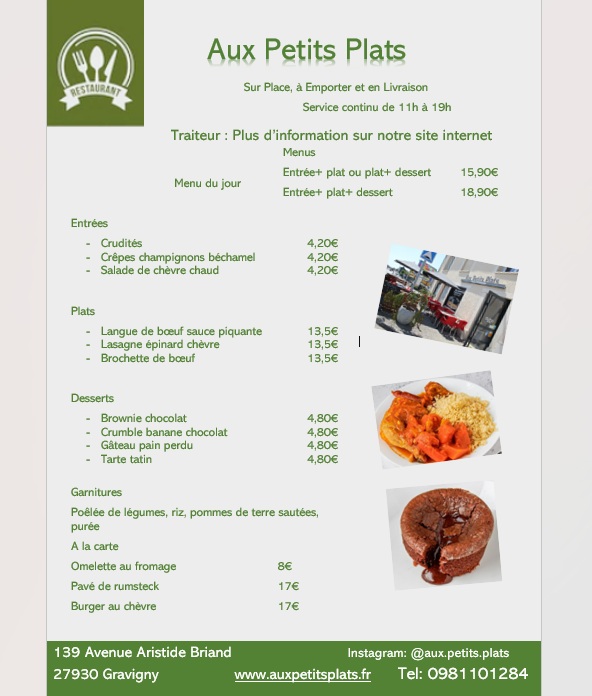 Menu du jour Mercredi 18 Mars.