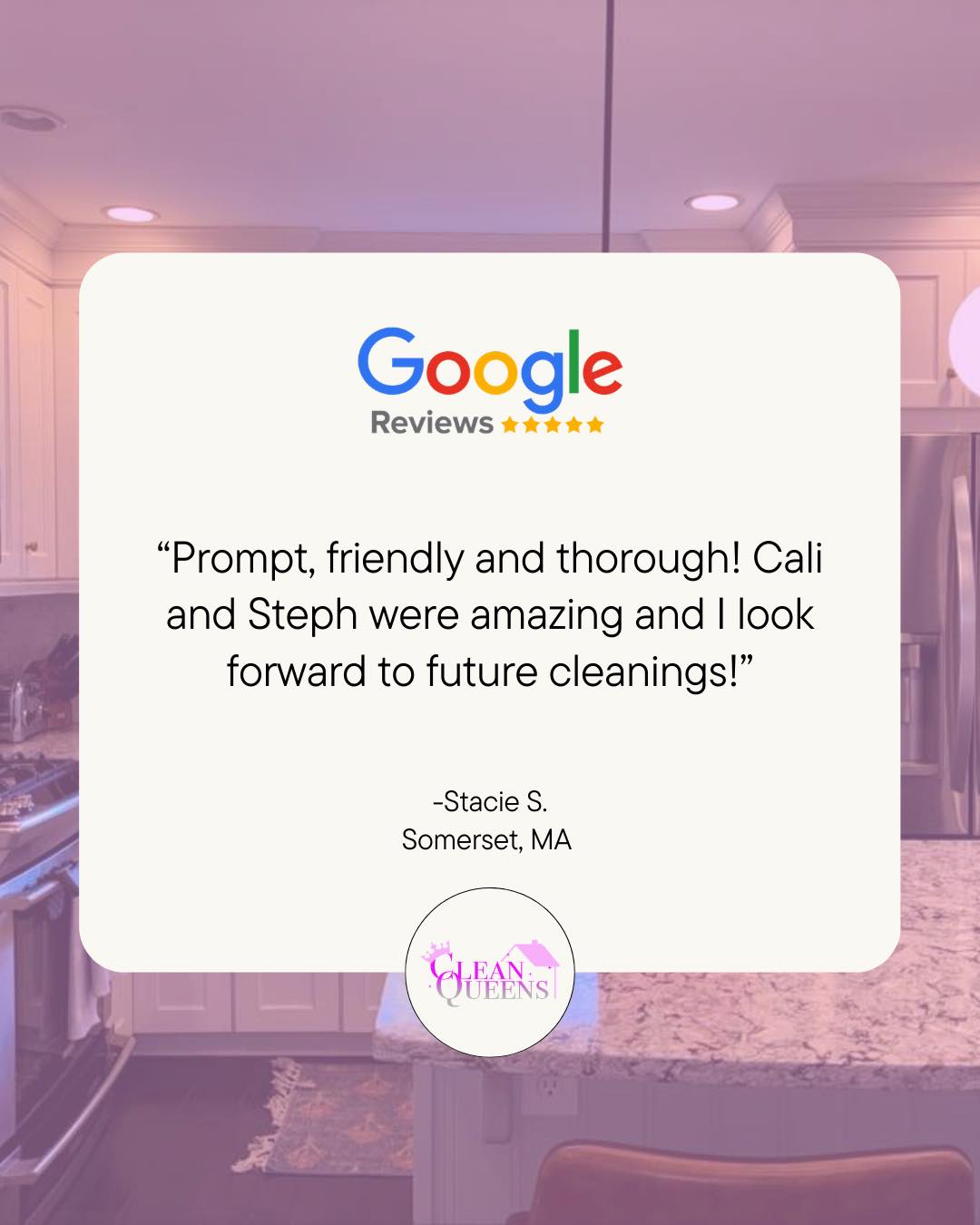 See what our clients are saying… 💭
Become a client today!
📞 774-992-8220
📧 admin@cleanqueensllcma.com
🖥️ www.cleanqueensllcma.com