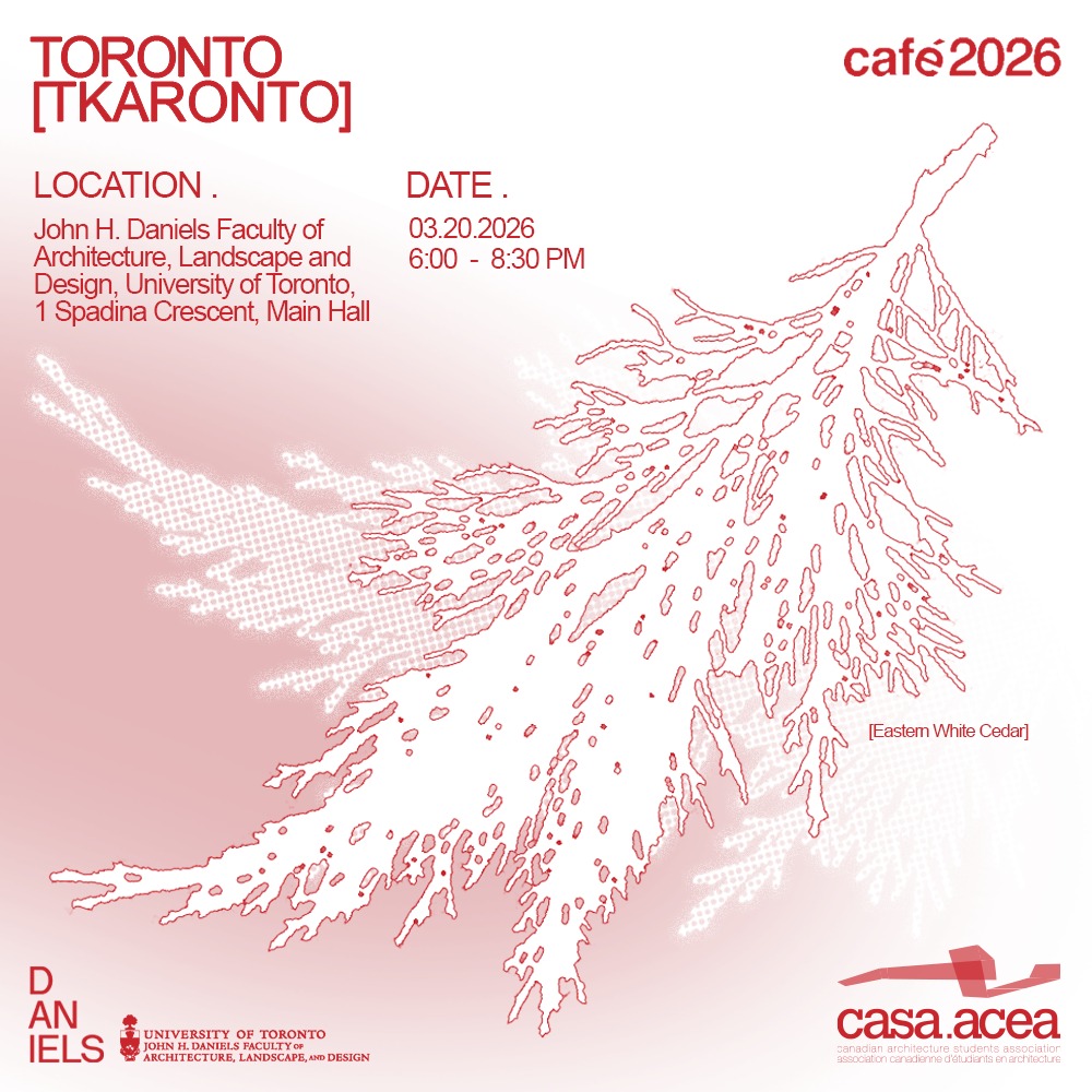 Join us this Friday, at the University of Toronto, John H. Daniels Faculty of Architecture, Landscape and Design, Main Hall, for a thought-provoking panel featuring Eladia Smoke, Erik Skouris, Trina Moyan, and Johl Whiteduck Ringuette, moderated by Julien Todd.
📍 John H. Daniels Faculty of Architecture, Landscape and Design, Main Hall
📅 March 20, 2026
🕡 6:00 PM
The session is part of the 2026 Canadian Architecture Forums on Education (CAFÉ), presented by the Canadian Architecture Students Association (CASA-ACÉA) across Toronto, Halifax, Winnipeg and Montréal.
🎟️ Ticket link in bio!
@casa.acea @uoftdaniels
@beat_to @tosoarch @galdsu.uoft @uoft.avssu
@dastorontomet
.
.
.
.
.
.
.
#CAFE2026 #IndigenousKnowledge #ArchitectureEducation #IndigenousDesign #CanadianArchitecture #TorontoEvents #CASAACEA