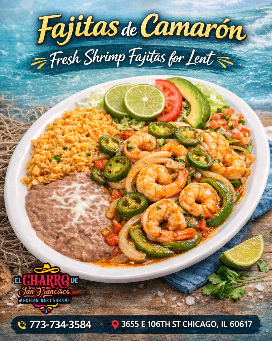 Today, the ocean hits your table with our Shrimp Fajitas… juicy, packed with flavor, and finished with that perfect spicy kick that wakes up every sense 🌶️🔥
📍 Visit us at 3655 E. 106th St., Chicago, IL 60617 (773) 734-3584
⏰Daily: 9:00 am -10:30 pm
Síguenos y entérate de todas nuestras noticias: https://linktr.ee/elcharro3655
#camarones #elcharrodesanfrancisco #Lent2026 #shrimp #cuaresma2026