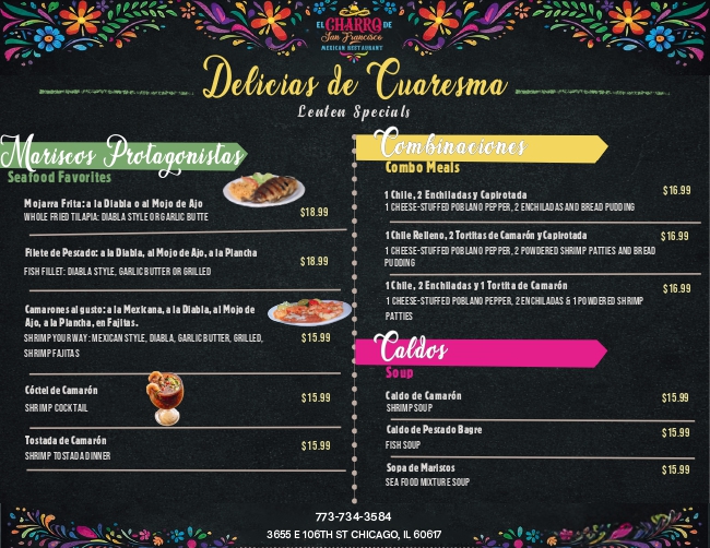 🌊 Taste Lent at El Charro! 🐟
Enjoy our fresh seasonal dishes, from delicious seafood to traditional options that will keep you coming back for more. 😋
📍 Visit us at Visit us at 3655 E. 106th St., Chicago, IL 60617 (773) 734-3584
⏰Daily: 9:00 am -10:30 pm
Síguenos y entérate de todas nuestras noticias: https://linktr.ee/elcharro3655
#elcharrodesanfrancisco #lent #cuaresma #comidamexicana #mexicanfood #foodie