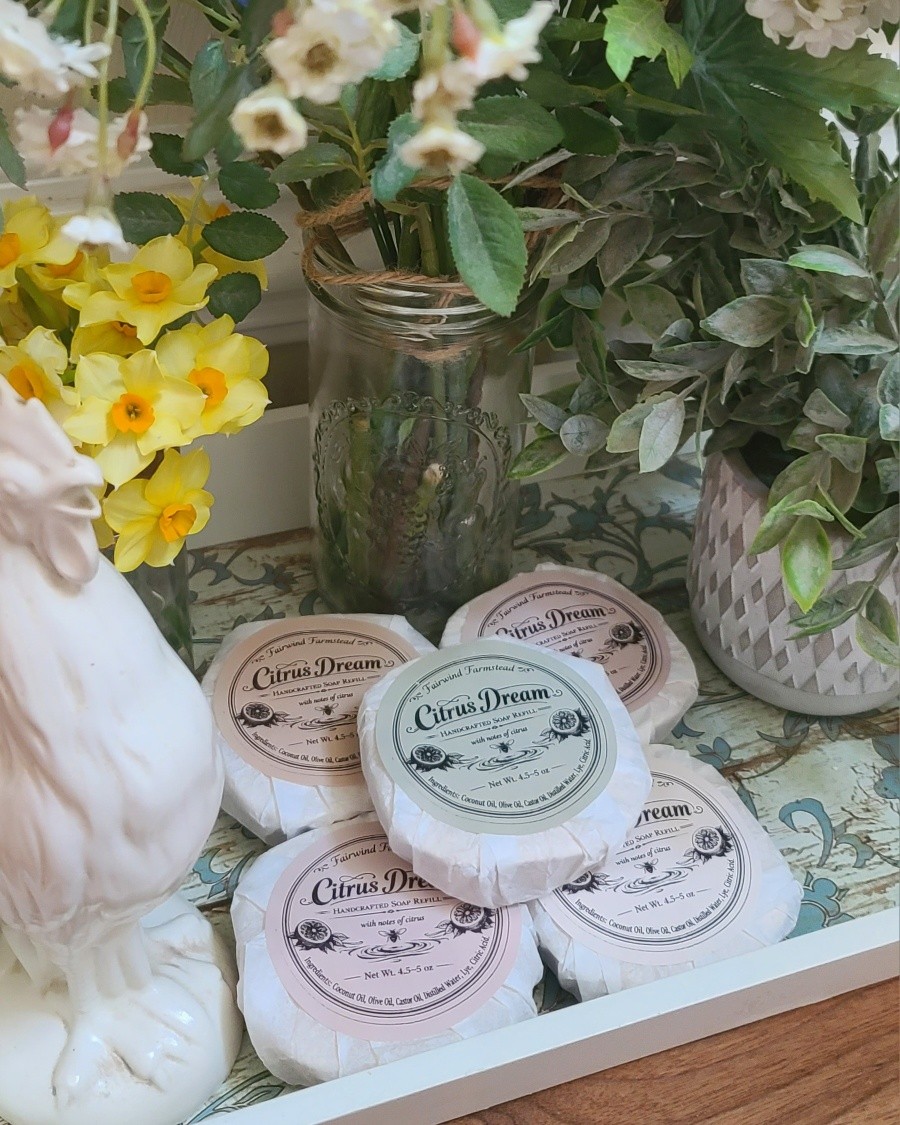 Happy Spring, y’all! 🌿✨ We are so excited to finally be in our favorite season. This time of year always brings fresh starts, and we have so many new projects and little adventures planned for both our homestead and our mini farm business.
One thing we’re especially loving right now is our new dish soap line. We truly enjoy making it, but even more, we love using it in our own home. It’s something we’re really excited to keep growing this year!
Speaking of which, we just stocked some refills for our ceramic dish soap called Citrus Dream at the store, and it smells absolutely amazing. Not only that, but it cleans your dishes so well with all natural ingredients that are safe for you and your home.
We hope everyone has a beautiful weekend ahead! It’s going to be a good one! Be sure to stop by The Sassy Sisters while you’re out and about to check out our new products and all the wonderful vendors inside.