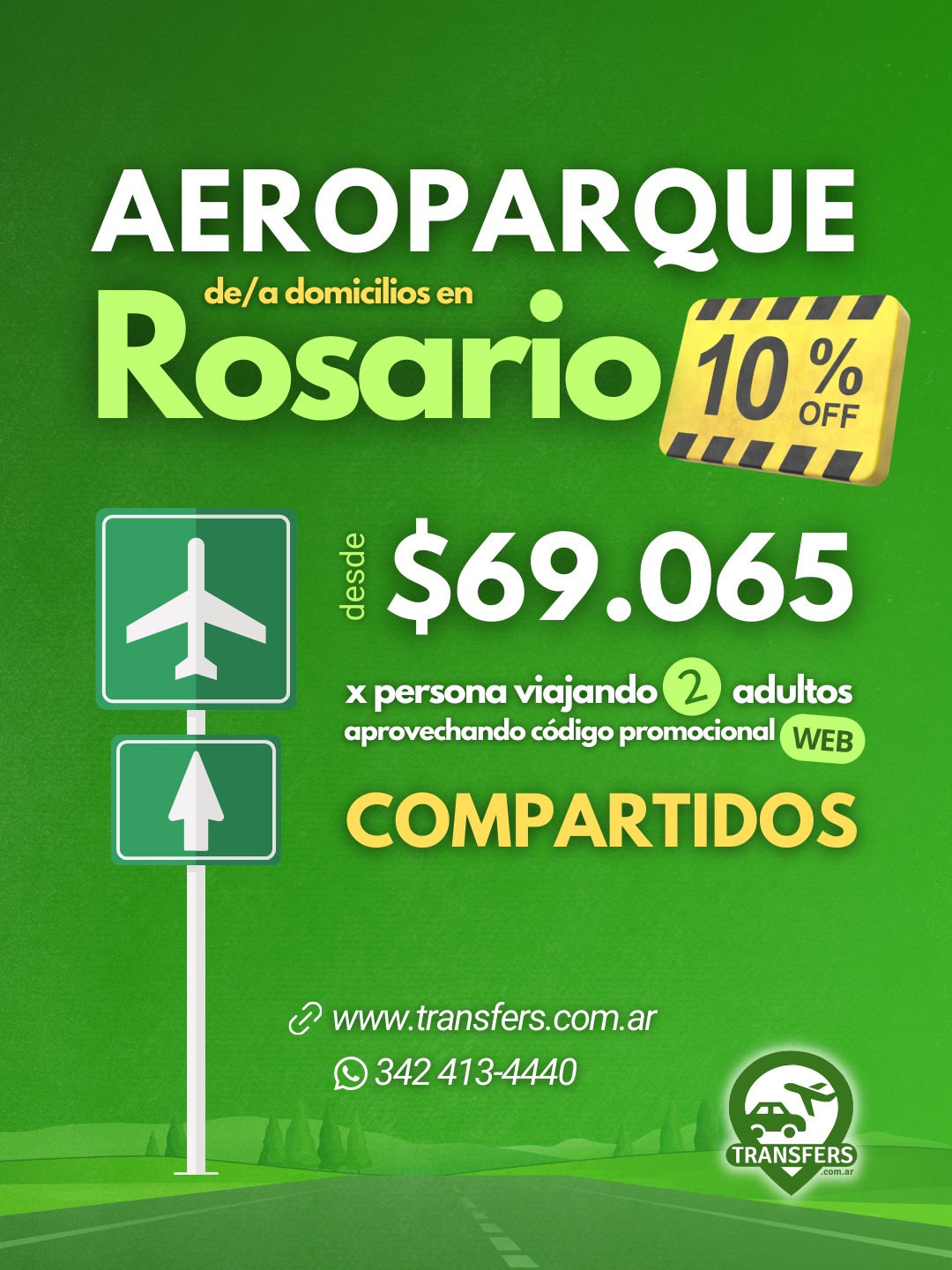 ¿Tenés vuelo desde ó hacia Aeroparque? ✈️
Nuestros traslados compartidos te conectan con Rosario 🚐 a/desde el Aeroparque Jorge Newbery cada día con salidas regulares cada tres horas, más salidas especiales y servicios privados. 💚
¡Reservá online tus TRANSFERS ahora! 💪 Si te anticipás más de dos semanas, tenés 5% descuento con la promo WEB. 🤩
.
✅ Info & Reservas: mensaje privado por IG ó FB / Teléfono gratuito 0•800•5555•488 / WhatsApp: +5493424134440 / Web: www.transfers.com.ar
.
#TransfersComAr #ViajesConTransfers #AeropuertosConTransfers #TransporteAeroportuario #aeropuertoaeroparque #rosario