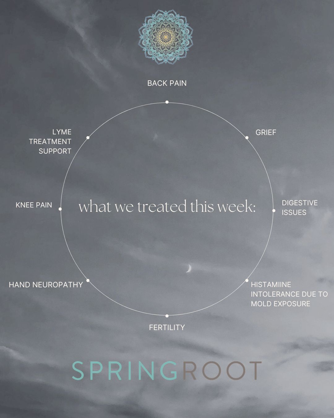 This is just a small sample of what walked in our door this week. Are you looking for your last resort? Are you looking for acupuncture as an alternative to the allopathic route? Are you simply looking for a soft place to land, to quiet your mind and balance yourself? Are you looking for a Spring reset? My staff and I welcome you and all that brings you through our door. Challenges accepted.
📍 40 Main St N. Woodbury, CT 06798
📞 203-266-9088
🌐 www.springrootacupuncture.com
#SpringRootAcupuncture #acupunctureclinic #litchfieldcounty #connecticutacupuncture #NeuropathyRelief #neuropathy #NeuropathyTreatment #womenshealth #anxietyrelief #backpainrelief #griefsupport #ChronicPainRelief #overallhealth #Wellness #WoodburyCT #litchfieldcountyct #PainFreeLiving #backpain #allergyrelief