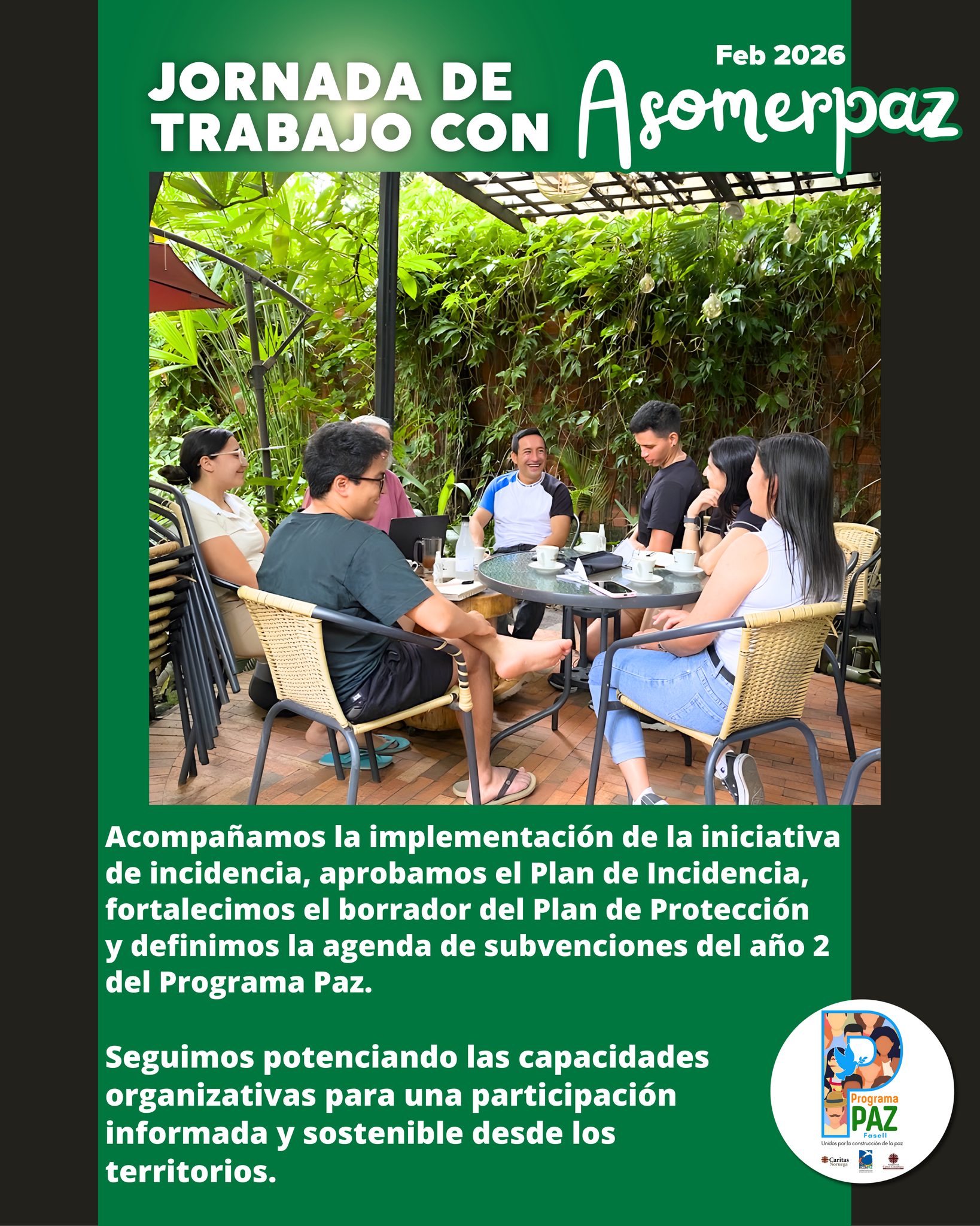 Jornada de trabajo con Asomerpaz.
El Programa Paz - Fase II es acompañado por FICONPAZ, con el apoyo de @caritas_norge
#programapazfase2
#programapazfase2ficonpaz
#unidosporlaconstruccióndelapaz