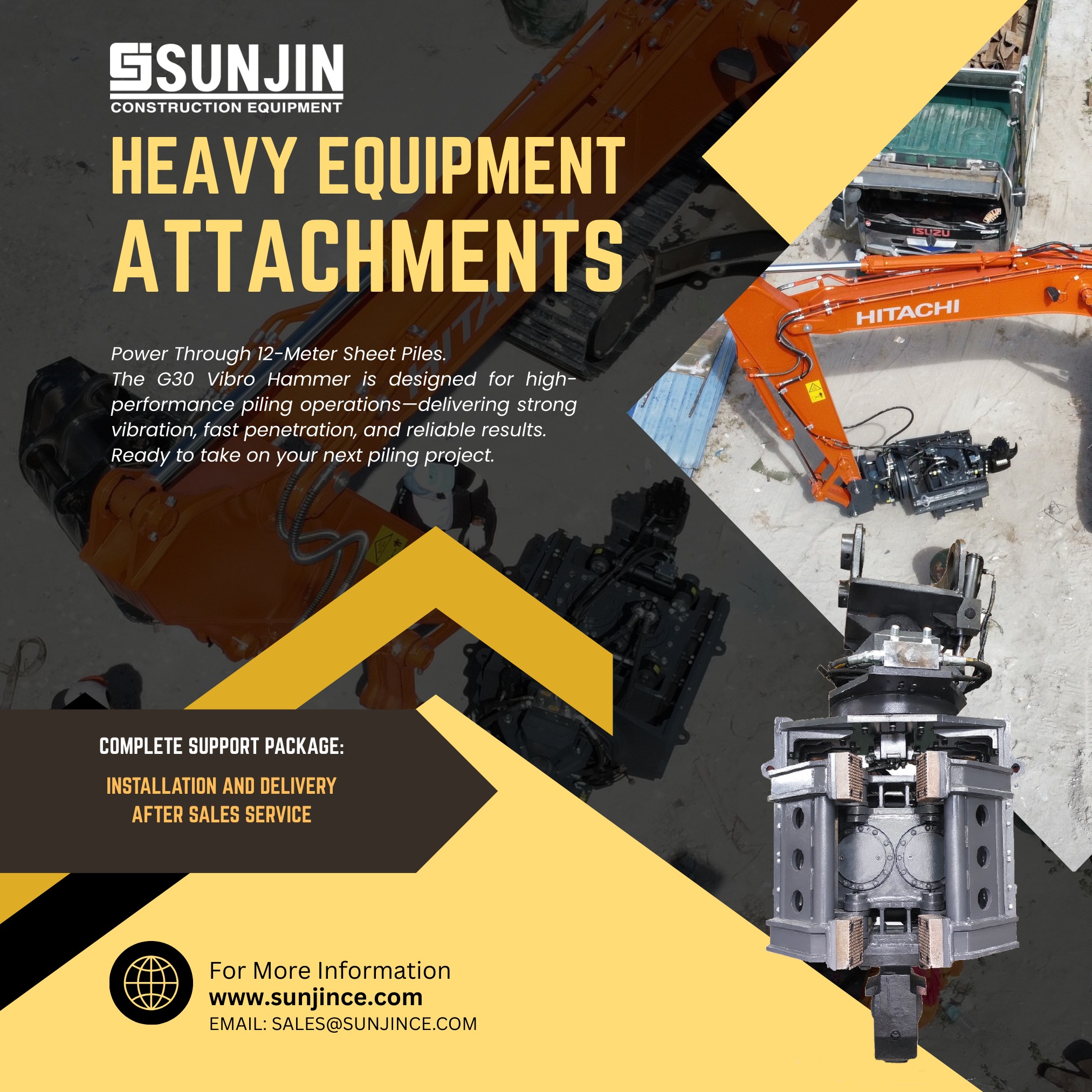 If your piling is slow, your project is at risk.
Use the G30 Vibro Hammer.
⚡ Strong vibration
⚡ Fast penetration
⚡ Reliable performance
Stay on schedule. Stay ahead.
#VibroHammer #G30 #PileDriver #SUNJIN #KoreaManufacturer #Construction #floodcontrol #HeavyEquipment