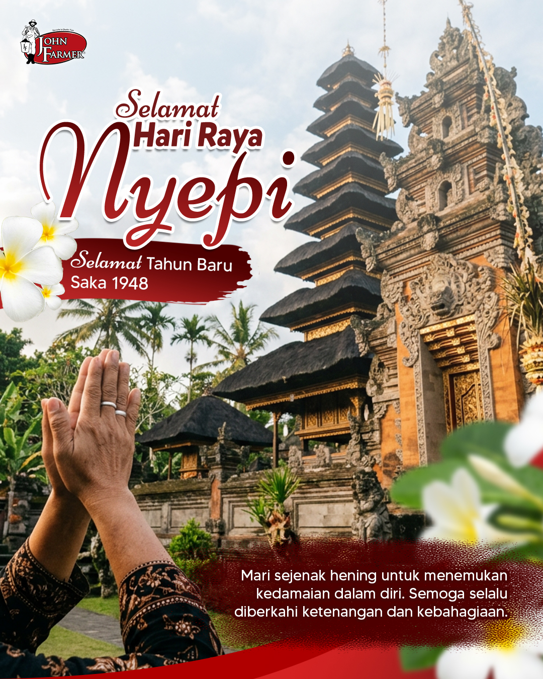 Selamat Hari Raya Nyepi 🌿✨
Di hari yang penuh keheningan ini, mari sejenak berhenti, merenung, dan menemukan kedamaian dalam diri.
Semoga selalu diberkahi ketenangan dan keseimbangan hidup.