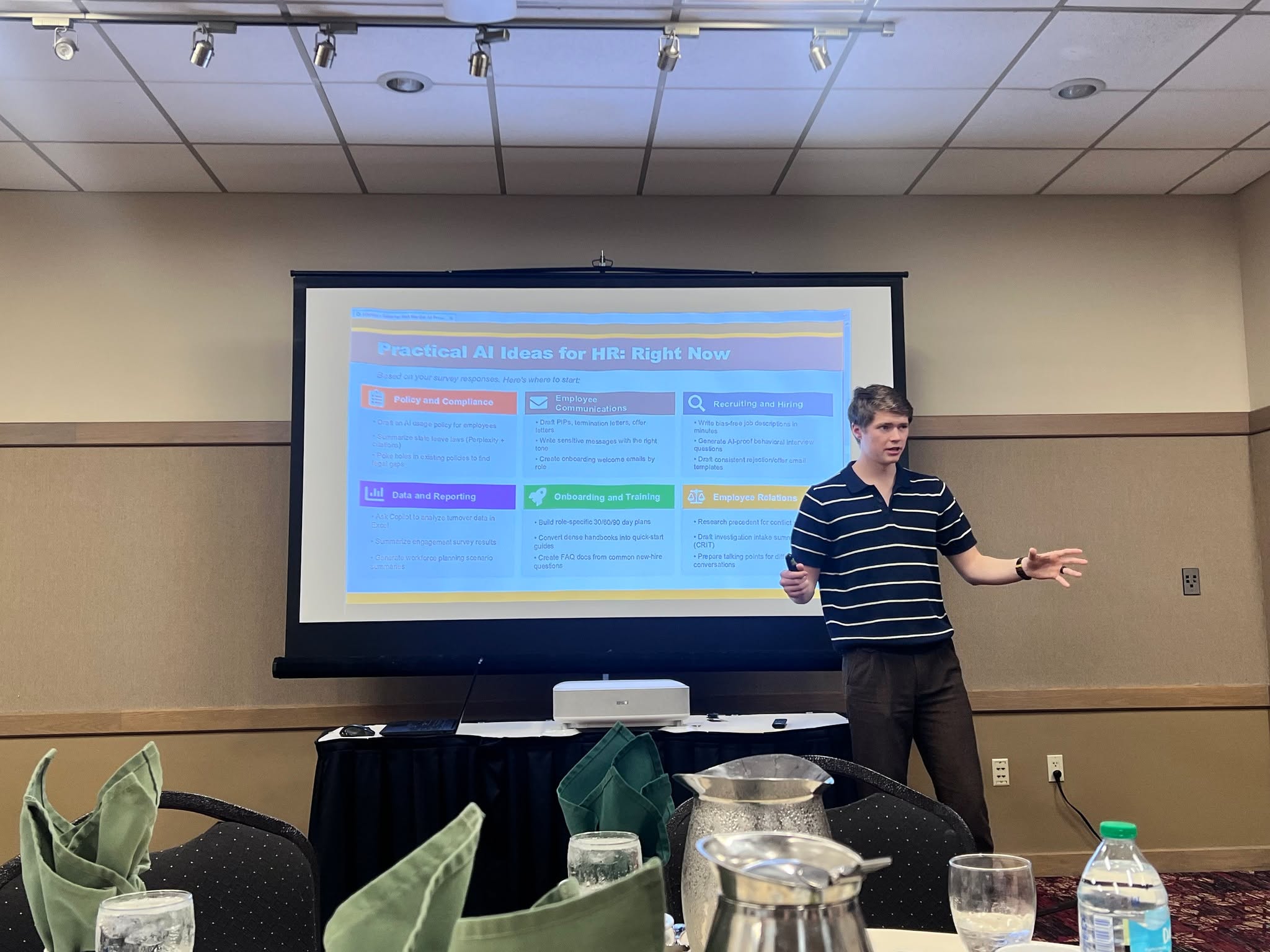 Yesterday’s Monthly Meeting sparked a conversation every HR professional should be having right now.
Henry Wolsten from @Spring Chicken Socials led a session on Smarter, Not Harder: How AI Frees HR to Focus on What Matters Most and the pre meeting survey data spoke volumes before he even began:
• 86% are already using or experimenting with AI
• 100% want AI to reduce administrative burden
• Only 15% feel prepared for AI compliance
That gap between adoption and preparedness is where HR needs to lead and the message that stuck: “AI won’t replace you but someone using it might.”
So the real question is, are you leading the AI conversation in your organization, or is it happening without HR at the table?
If this conversation sparked something for you, we highly recommend connecting with Henry to continue the discussion and explore how to approach AI thoughtfully and responsibly in your organization.
#HRNNI #HRProfessionals #AIinHR #NorthIdahoHR #HRLeadership #SmartNotHarder