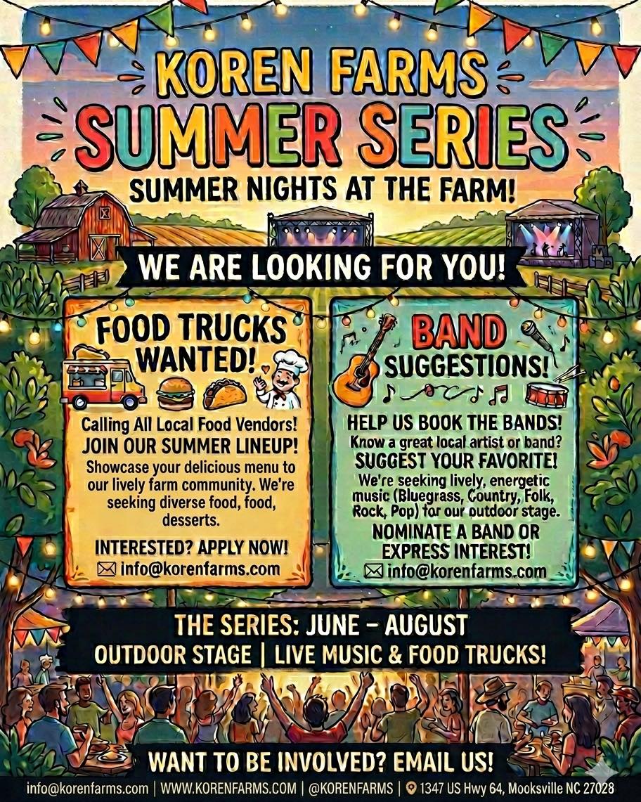We are looking for collaborators and suggestions for Food Trucks & Bands to join us for a Summer Food Truck & Concert series on the Farm. If you know someone tag them or suggest them below ⬇️