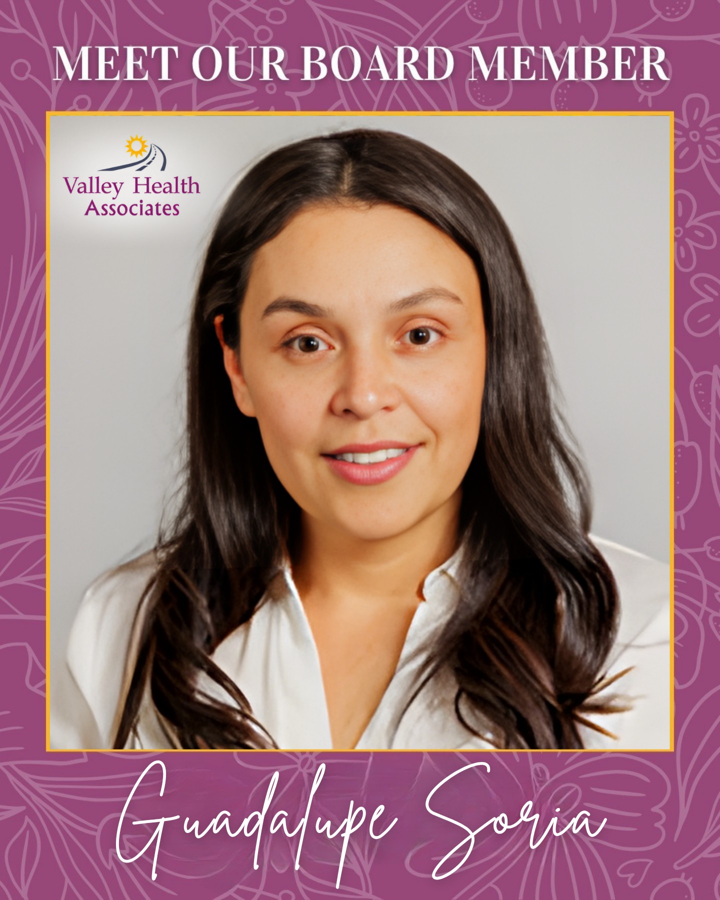 Meet our new Board Member, Guadalupe Soria!
A Business Banking Relationship Manager at Bank of America, she is passionate about serving the community alongside Valley Health Associates.
#ValleyHealthAssociates #VHA #MontereyCounty #NonProfit