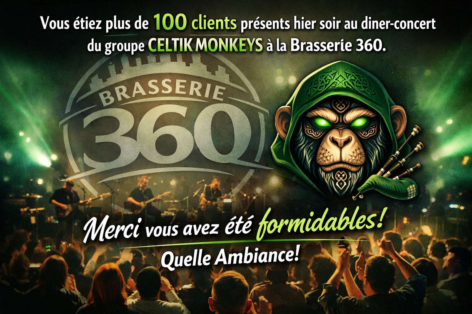 Merci aux #celticmonkeys pour ce concert une fois de plus GENIAL! A très vite!
#cratr #biereartisanale #brasserie360 #SaintPatrick #craftbeer #SoiréeLive #BièreArtisanale #auvergnerhonesalpes #brasserie #folowers