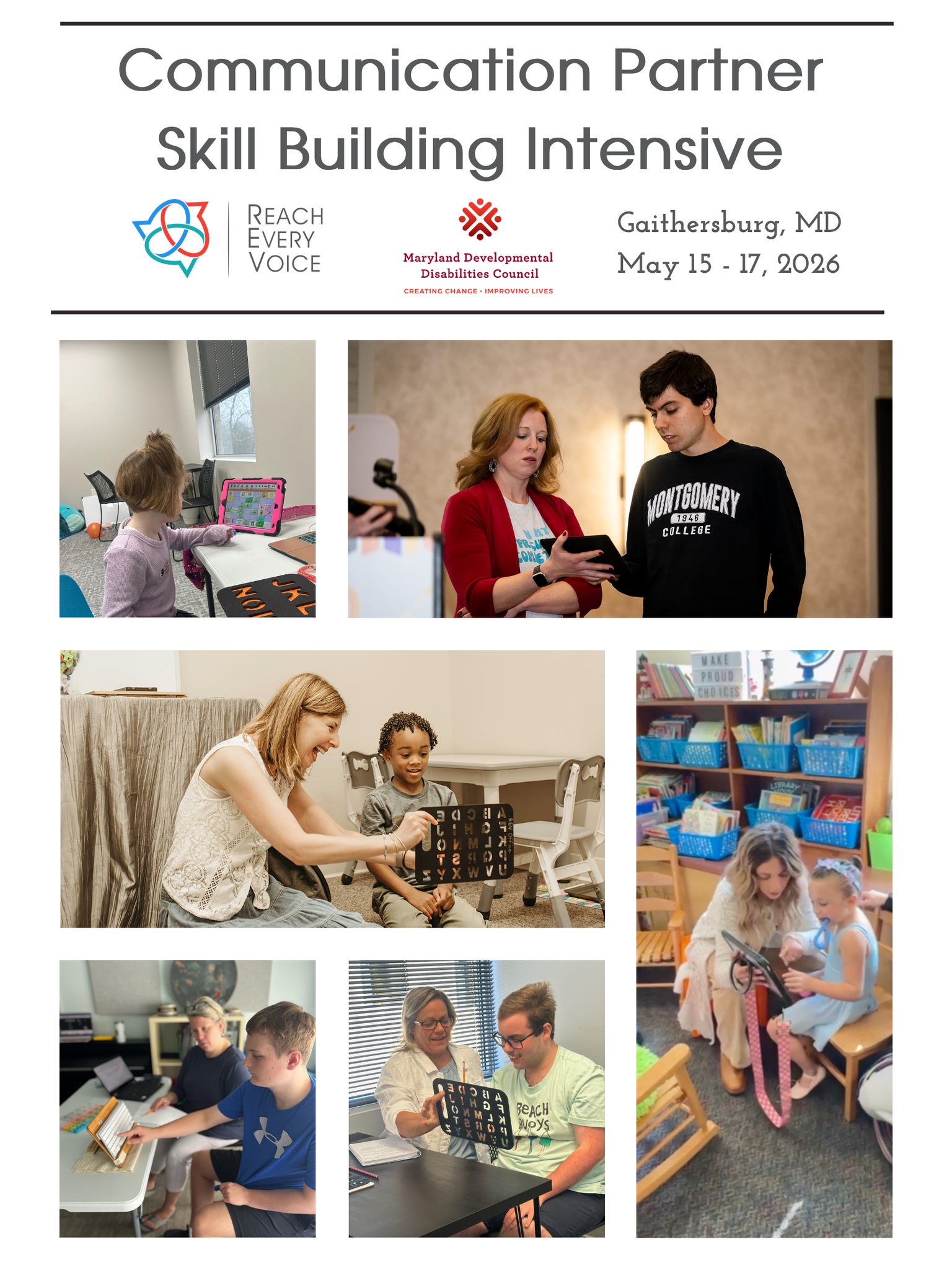 The best PD puts you in the room to practice -- with the people who know communication partnership from the inside.
REV's Communication Partner Skill Building Intensive is coming to Gaithersburg, MD this May. 2.5 days. Nonspeaking presenters leading Saturday afternoon. A Sunday session where parents can bring their own child for coaching.
Comment INTENSIVE for the registration link sent straight to your DMs.
#CommunicationPartners #AAC #ProfessionalDevelopment @mdddcouncil