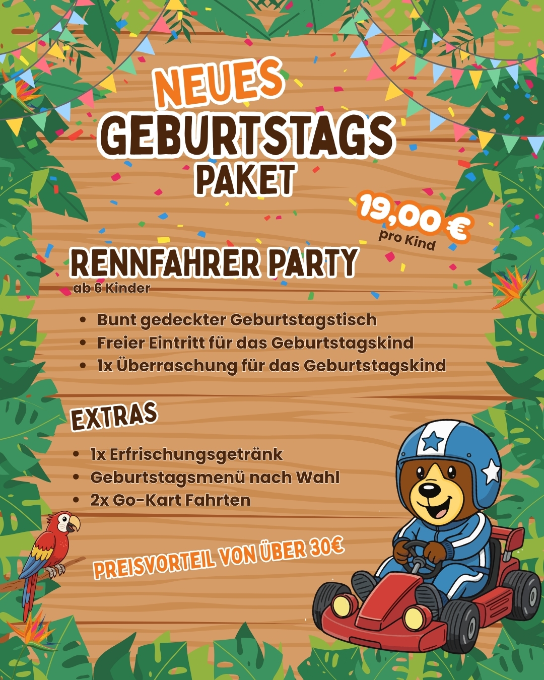 🏎️ Start frei für deine Rennfahrer Party!
An die Startlinie, fertig, los! 🐻💨
Du liebst Geschwindigkeit und Action? Dann feiere deinen nächsten Geburtstag als echter Champion bei unserer Rennfahrer Party!
Für 19,00 € pro Kind erwartet dich und deine Boxencrew ein Tag auf der Überholspur!
🚀Action auf der Strecke: Jedes Kind erhält 2x Go-Kart Fahrten, um sein Können unter Beweis zu stellen.
🏁✨Boxenstopp: Wir bereiten für euch einen bunt gedeckten Geburtstagstisch vor.
🍟 Stärkung für Profis: Wählt euer liebstes Geburtstagsmenü und genießt dazu ein Erfrischungsgetränk.
🎁 Das Geburtstagskind hat freien Eintritt und bekommt eine exklusive Überraschung von uns!
Schnallt euch an und erlebt einen Geburtstag voller Power! 🏁✨
Euren Wunschtermin könnt ihr ganz bequem online anmelden.
Wir sehen uns an der Rennstrecke! 🐻🎁🏁
#mollibär #rennfahrerparty #gokartspaß #kindergeburtstag #actionpur #geburtstagfeiern #indooorspielplatz #rennenfahren #mollibärspielpark