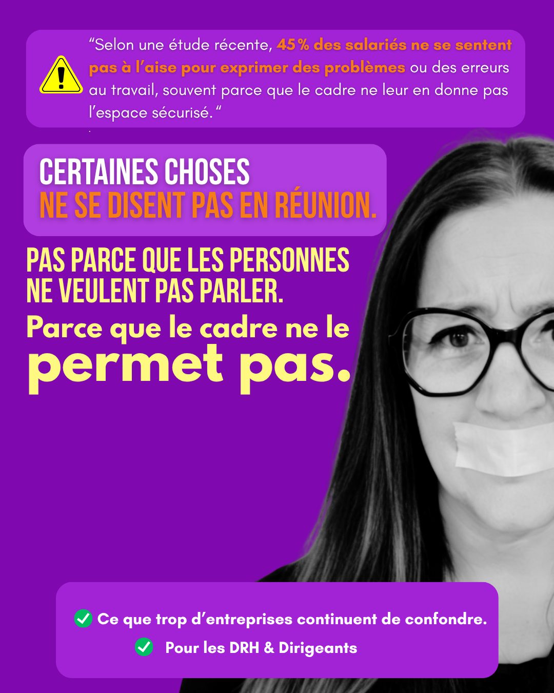 Certaines choses
ne se disent pas en réunion.
Pas parce que les personnes ne veulent pas parler.
Mais parce que le cadre ne le permet pas.
Aujourd’hui, beaucoup d’entreprises fonctionnent comme ça :
→ réunions d’équipe
→ points d’avancement
→ comités de pilotage
→ réunions de régulation
Sur le papier, tout est là pour que les problèmes remontent.
Pendant un temps, ça fonctionne.
Puis les premiers signaux apparaissent.
Les signaux sont souvent discrets :
▫️ tensions relationnelles
▫️ irritabilité dans les équipes
▫️ fatigue émotionnelle
▫️ malaise diffus
Mais ils restent souvent invisibles.
Parce qu’en réunion, on parle surtout :
→ des projets
→ des objectifs
→ des délais
→ des résultats
Tout ce qui est plus fragile reste en dehors de la table.
Petit à petit, le système se tend.
Les non-dits s’accumulent.
Et les conséquences apparaissent :
❌ conflits larvés
❌ désengagement
❌ perte de confiance
❌ managers épuisés
Ce n’est pas que les équipes ne veulent pas parler.
C’est que certaines choses ne se disent pas facilement avec des mots.
Une organisation robuste le sait
Elle crée aussi des espaces où les équipes peuvent :
→ exprimer les tensions
→ faire émerger les non-dits
→ comprendre ce qui se joue réellement
→ transformer les blocages
Chez Tatsucolor, nous travaillons précisément là.
La création artistique permet souvent d’exprimer ce qui ne trouve pas sa place en réunion.
Peindre, dessiner, créer…
fait apparaître :
→ les tensions invisibles
→ les émotions retenues
→ les dynamiques d’équipe
→ les ressources collectives
Ce que les réunions ne permettent pas toujours de dire…
la création le révéle.
Parce qu’une équipe solide n’est pas une équipe qui évite les tensions.
C’est une équipe qui sait les reconnaître et les transformer.
💬 Et dans votre organisation :
les réunions permettent-elles vraiment de dire ce qui se joue dans vos équipes ?