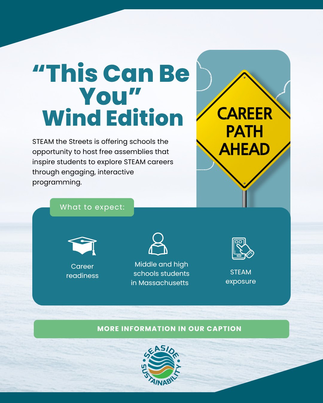 STEAM the Streets offers assemblies and school partnership programs that help students explore STEAM career pathways through engaging, interactive experiences. Their model includes kickoff assemblies, workshops, guest speakers, and tools that support career awareness and student engagement.
Learn more at steamthestreets.org.
#seasidesustainability #opportunity #massachusetts #STEAM