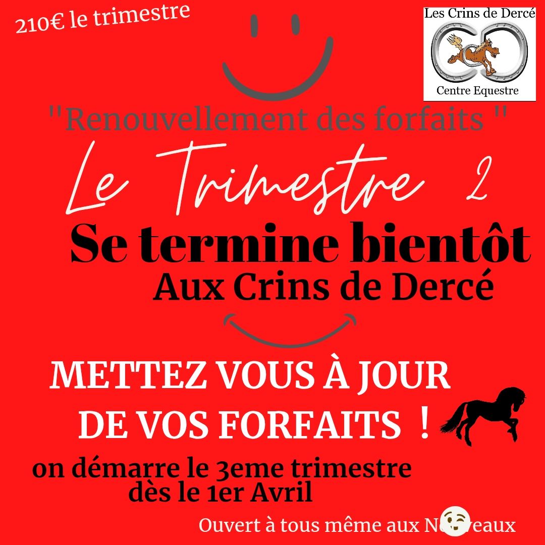 Certains ne sont pas à jour !!!!
Ne tardez pas
LES CRINS DE DERCE poney club
Activités Centre équestre Les CRINS De Dercé