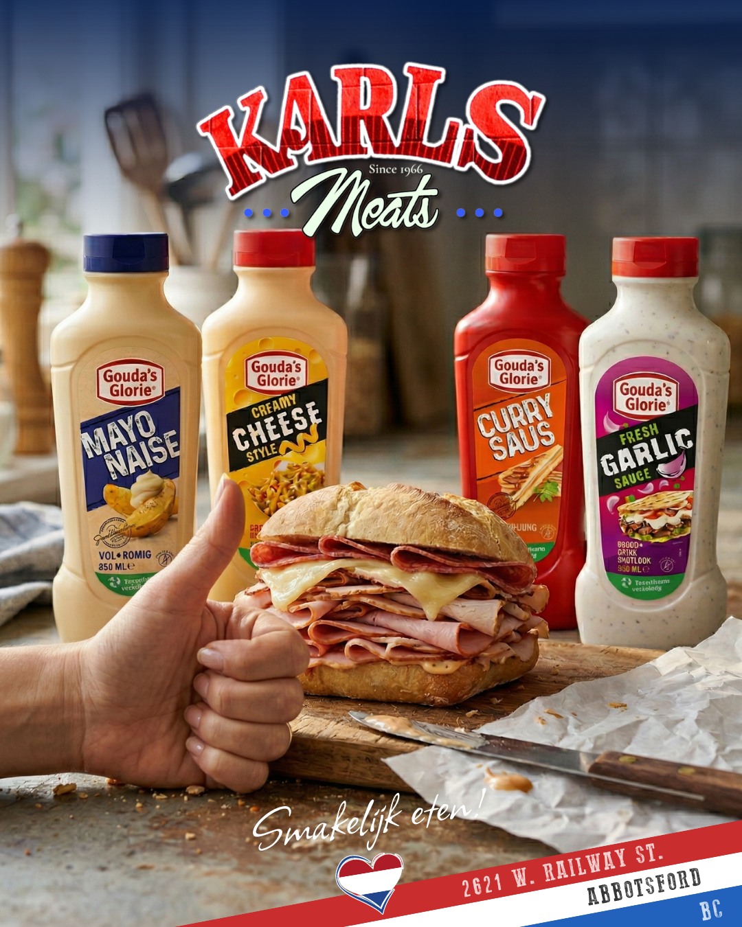 Happy Monday, folks! 💪
Let’s kick off the week the right way — a proper homemade deli sandwich.
Pick up your favourites from Karl’s and build it your way at home 🏡
But here’s the real question…
👇 What’s your sauce personality? 👇
🧄 Garlic Sauce — Bold, classic, you know what you like
🍟 Frites Saus — Simple, reliable, always a good choice
🧀 Cheese Style — Big flavour, no compromises
🌶 Curry Saus — A little adventurous, a little sweet, a little kick
Tell us below — which one are you? 👇😄
Stop by Karl’s and grab everything you need to build your perfect sandwich at home.
📍 2621 W Railway St, Abbotsford
📞 (604) 859-9011
Smakelijk eten! 😋 — The Karl’s Meats Team 💪
#KarlsMeats #SupportLocal #DutchFlavours #LunchIdeas #SandwichGame #AbbotsfordEats #FoodFun