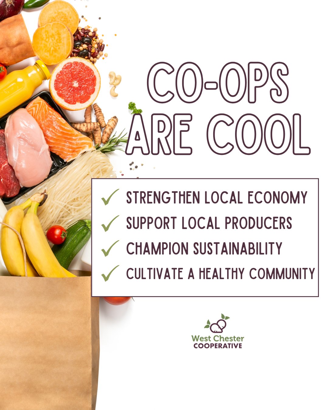 Your One-Stop Shop for Local & Sustainable Living 🌿🛒
West Chester Co-op is your full-service, community-owned market dedicated to supporting local farmers, artisans, and food producers. From just-harvested produce to small-batch pantry staples and locally crafted goods, every purchase keeps your dollars close to home.
Be part of something bigger—invest in a sustainable, locally rooted food system right here in West Chester.
