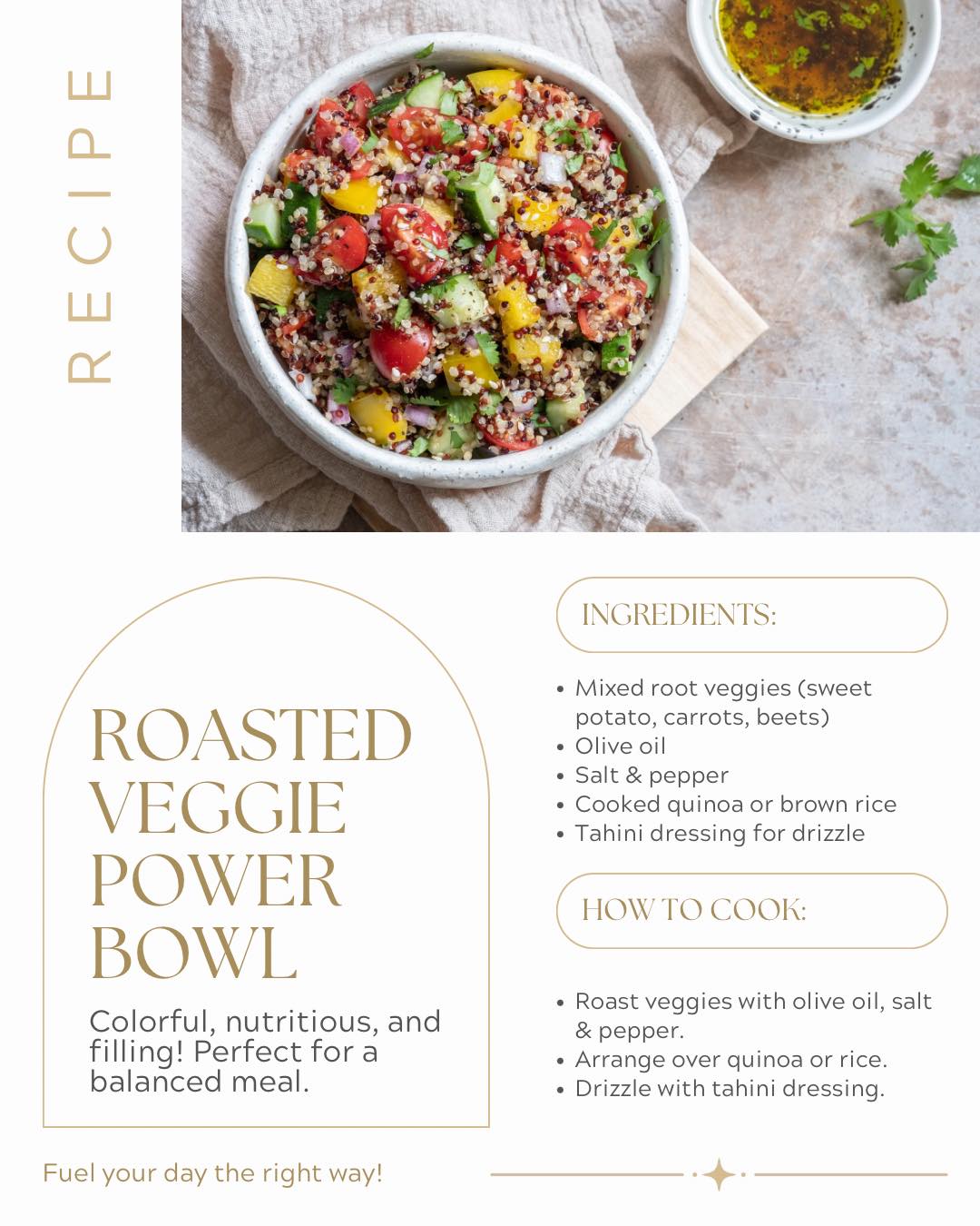 This roasted veggie power bowl is packed with fiber, healthy fats, and plant based goodness to keep your energy steady and your body feeling balanced.
Think colorful root veggies, hearty grains, and a creamy tahini drizzle that brings it all together.
Meals like this are not about restriction. They are about fueling your body in a way that supports your hormones, your metabolism, and your overall well being.
Save this for your next easy, feel good meal. Add protein for more bulk or keep it plant based!
#recipe #abetterpathtowellness #nutritionist #fiber