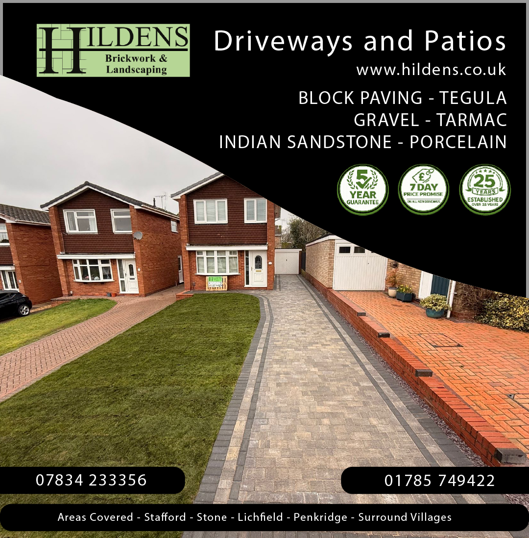 🚧 LOOKING TO UPGRADE YOUR DRIVEWAY OR PATIO? 🚧
🔥 QUALITY WORK. FAIR PRICES. LIMITED SLOTS. 🔥
Transform your home with a professionally installed driveway or patio that’s built to last and designed to impress.
✔ Block paving, Tegula, gravel & tarmac
✔ Indian sandstone & porcelain patios
✔ 5-year guarantee for peace of mind
✔ 7-day price promise on all new quotes
✔ Trusted local team with over 25 years’ experience
💥 No hassle. No pressure. Just top-quality workmanship.
📞 Call: 01785 749422
📱 Mobile: 07834 233356
🌐 www.hildens.co.uk
📍 Stafford • Stone • Lichfield • Penkridge • Surrounding areas
#Driveways #Patios #BlockPaving #TarmacDriveways #IndianSandstone #PorcelainPaving #Landscaping #KerbAppeal #Stafford #Lichfield #LocalBusiness #Hildens