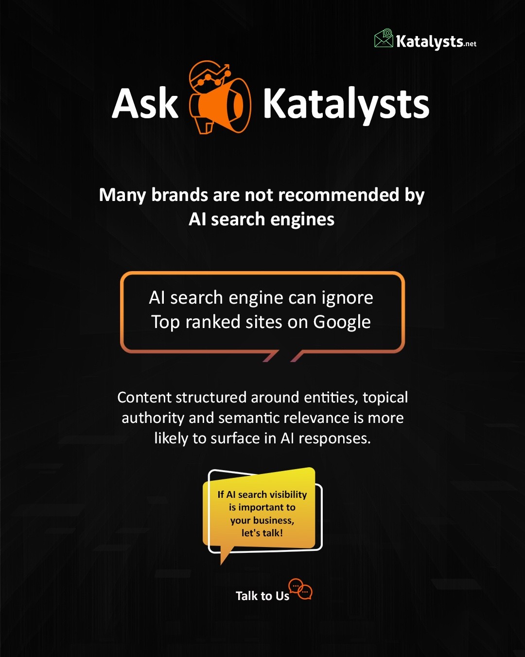 68% of users now rely on AI-generated answers for research (Gartner)
Your SaaS might rank on Google. But if AI doesn’t recommend you, you’re out of the shortlist.
Buyers don’t browse anymore. They decide from answers.
If you’re not in it, you’re not considered.
Let’s fix that today!
#saas #AI #AEO #GEO #googlesearch #katalystsdigital