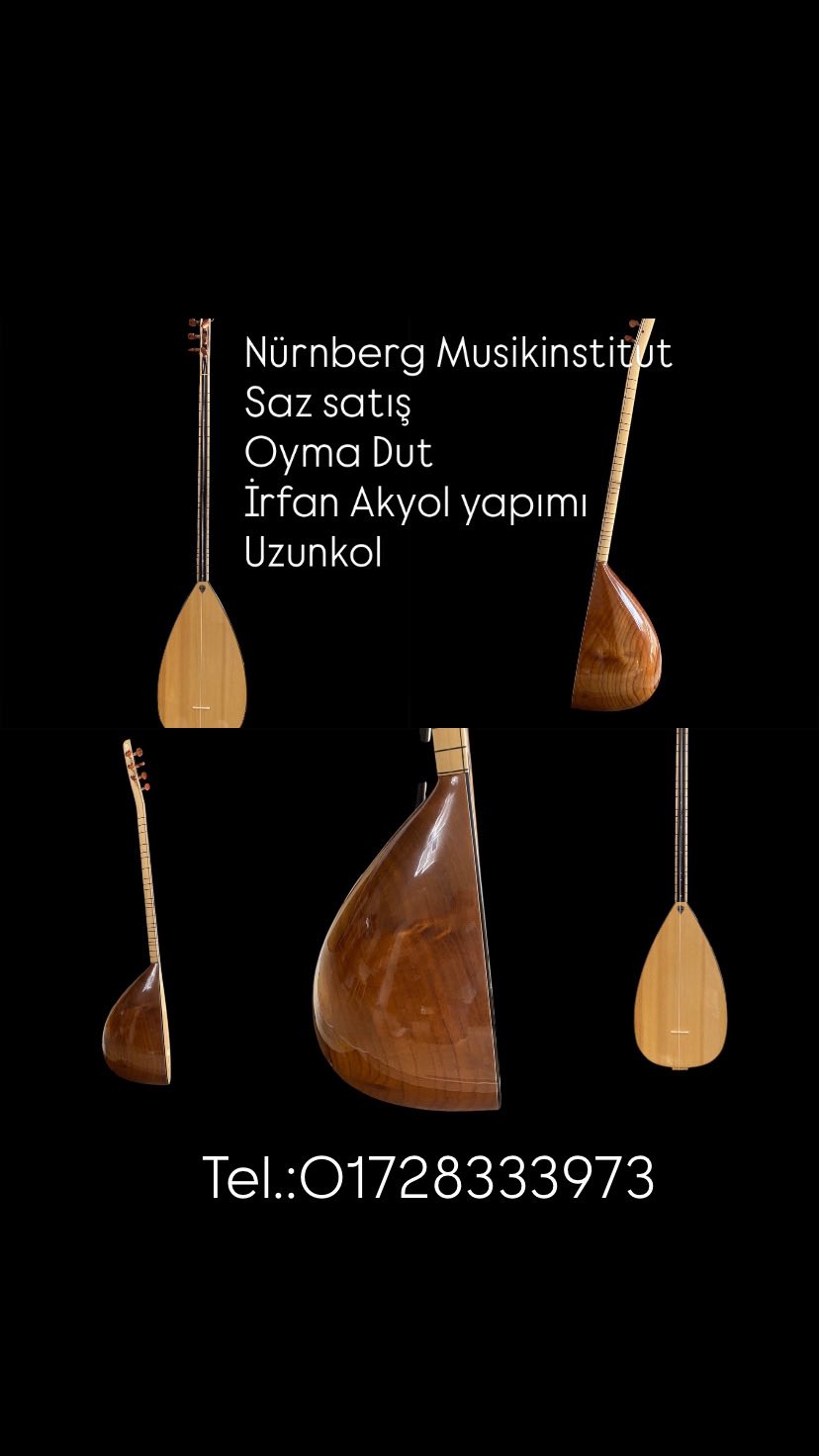 Nürnberg YC Musikinstitut
27 yıllık kalite ve güven
Saz satış
Her kalite ve uygun fiyatta
Garantili
Saz bakım servisi vardır
Tel.: 01728333973