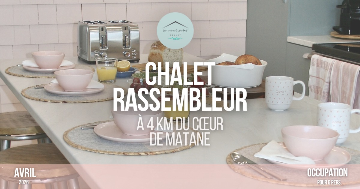 Compétition à Matane | 3, 4, 5 avril ⛸️
Et si vous logiez tous ensemble au même endroit?
Un chalet confortable.
Un grand îlot rassembleur.
Des chambres pour un sommeil réparateur et de l’espace pour relaxer tous ensemble.
Parfait pour un groupe de 6 personnes.
Adrénaline sur la glace et détente au chalet.
Pourquoi pas?
www.unmomentparfait.ca
CPA Tourbillon de Matane