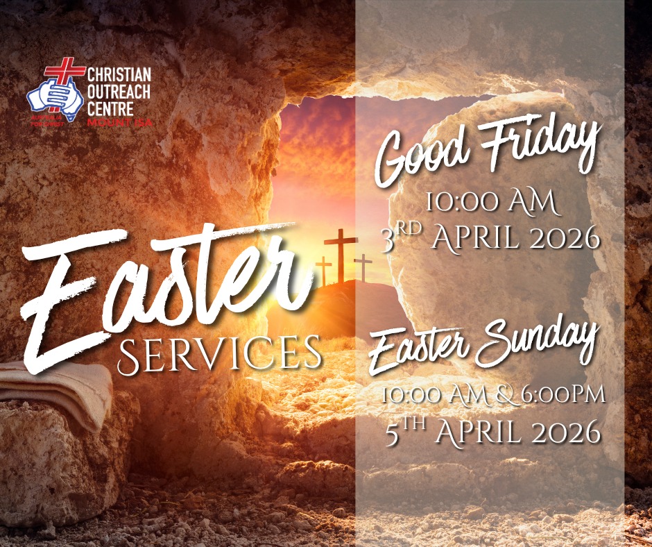 We invite you to experience the power and significance of Easter with us at Christian Outreach Centre!
Starting on Good Friday, 3rd April 10am, we’ll reflect on the life-changing impact of Jesus’ sacrifice.
Then join us again for Easter Sunday, 5th April 10am & 6pm, as we celebrate the resurrection of Jesus and the new life we find under the cross!
Every service will have live worship and a powerful message. We can’t wait to share this weekend of prayer, worship, reflection, and celebration with you!