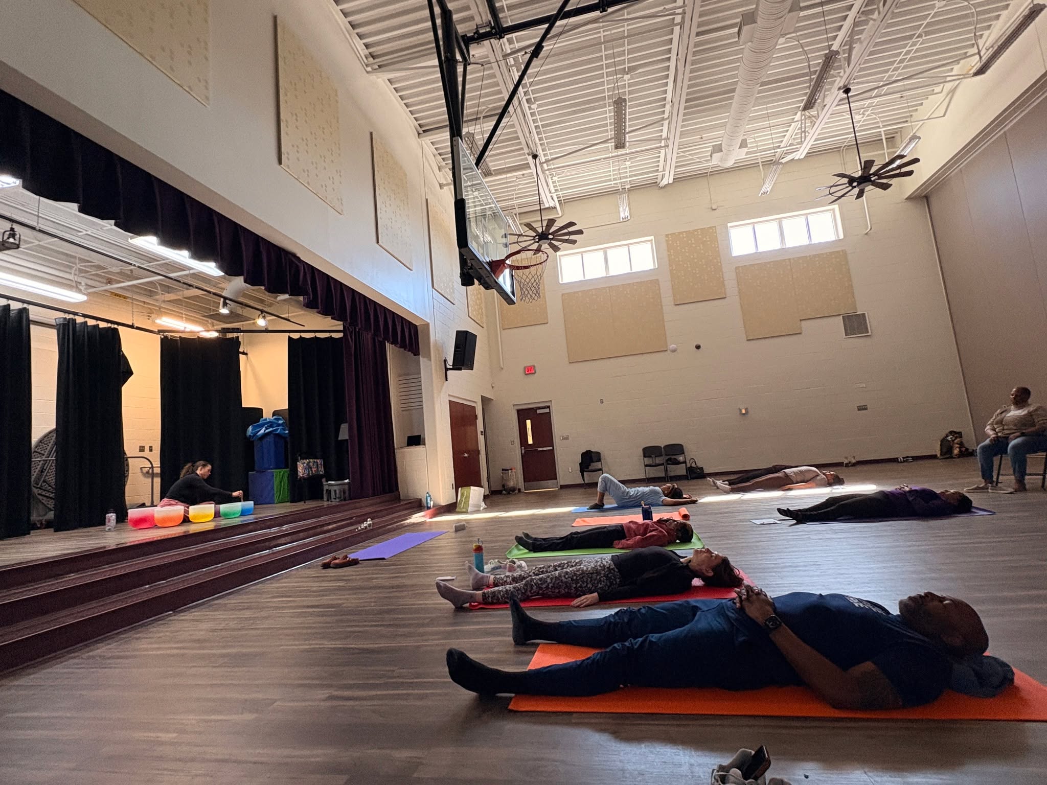Last week, our staff was treated to a yoga and meditation session led by L.O.C.A.L Adventures (@local_rva), one of our valued community partners.
After sharing affirmations and shoutouts, the team moved through a range of gentle yoga poses, focusing on breathing and relaxation. The session also included a sound bath that helped awaken our senses and focus our minds.
L.O.C.A.L Adventures works with our students and offers similar sessions to help them build mindfulness and support their overall well‑being.
Thank you to L.O.C.A.L Adventures for creating such a calming and meaningful experience for our staff and students!
#WellnessAtWork #MindfulnessMatters #StaffWellBeing #CommunityPartners #YogaAndMeditation #SoundBath #SelfCare #LORCA #LocalRVA #StudentSupport #SchoolCommunity