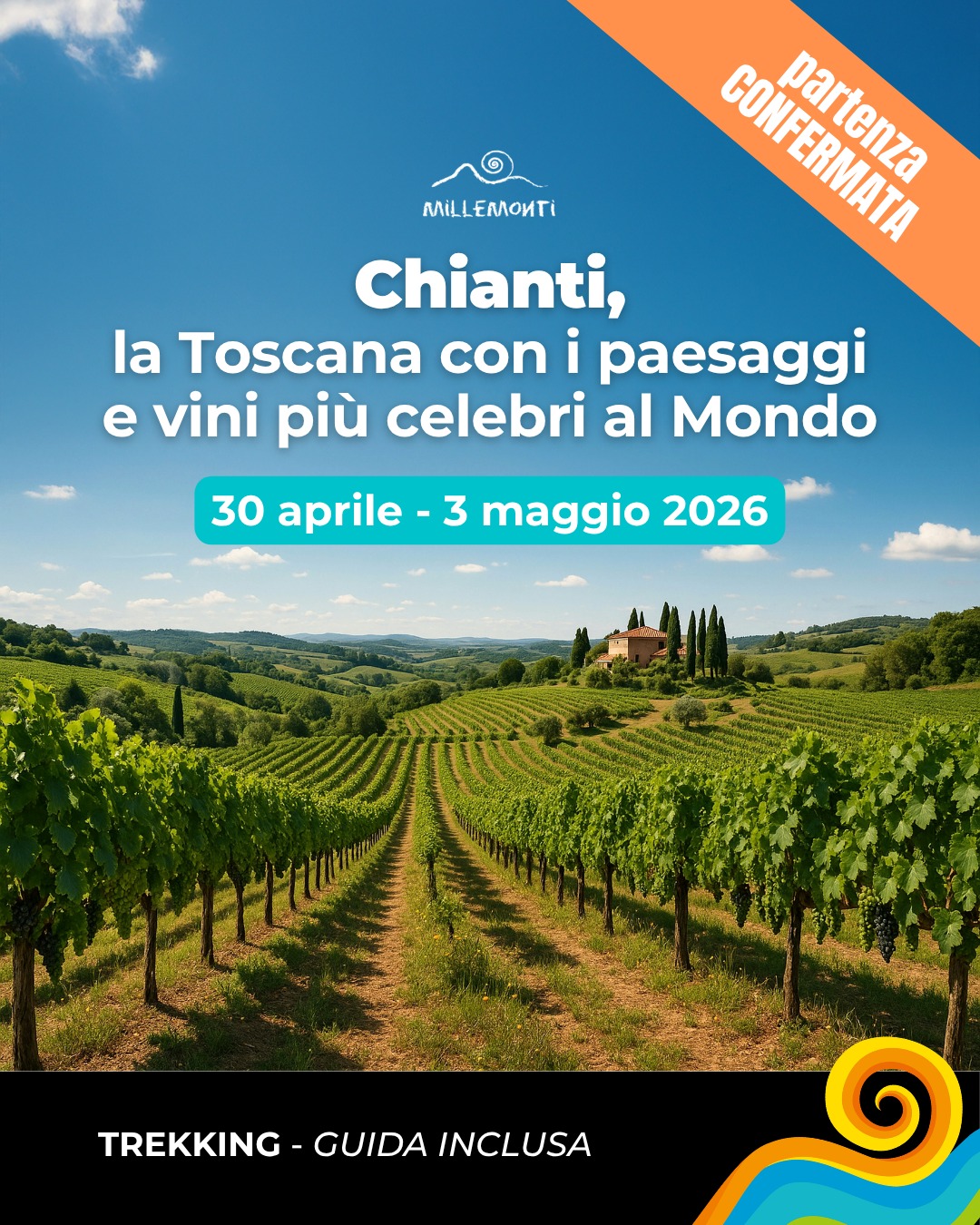 🍷🌿 Confermato! #CHIANTI, stiamo arrivando! 🌿🍷
Le colline toscane ci aspettano: quattro giorni, da vivere passo dopo passo, immersi in paesaggi iconici, tra vigneti ordinati, strade bianche, borghi autentici e brindisi al tramonto ✨
SOLO CON MILLEMONTI:
✅ Una GUIDA PROFESSIONISTA per accompagnarti alla scoperta delle tre capitali del Chianti Classico: #Greve, #Radda e #Impruneta
🏡 Soggiorno in una TIPICA STRUTTURA TRA LE COLLINE, per vivere tutta l’autenticità toscana
🥾 TREKKING, RELAX E CONDIVISIONE, tra sentieri panoramici e calici di Chianti
🔥 I posti stanno andando velocemente: cogli l'attimo e vivi questa esperienza esclusiva!
👉 Scopri il programma completo e unisciti al gruppo su www.millemonti.it
#millemonti #outdoors #trekking #viaggiare #viaggio #vacanza #viaggiotrekking #vacanzedigruppo #viaggiodigruppo #Toscana #TrekkingInToscana #GalloNero #BorghiToscani #WineTrekking
@sportlandweb_ @kayland_official @rockexperienceofficial @guidealpinelombardia @guidealpine_italiane