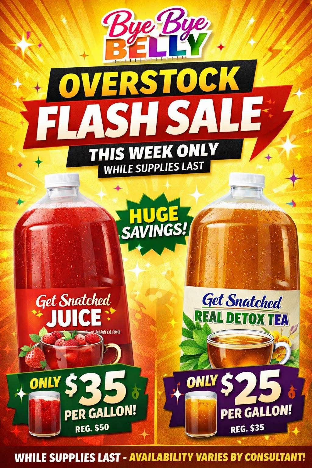 I have 4 Get Snatched Juices and 10 Detox Teas! That's it and then all gone! Comment below or DM for faster response before they're all gone!