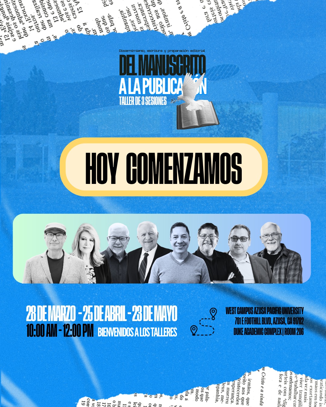 ¡Hoy comienza un viaje transformador! ✨📚
Estamos felices de dar la bienvenida a todos los participantes del taller "Del Manuscrito a la Publicación". Hoy, los sueños de escribir y publicar dejan de ser proyectos para convertirse en una realidad.
Nos sentimos honrados de contar con un equipo de expositores de primer nivel y, sobre todo, con un grupo de valientes decididos a hacer oír su voz. ✍️🕊️
📍 Punto de encuentro: Duke Academic Complex, Room 206 (West Campus APU).
⏰ Inicio: 10:00 AM.
¡Bienvenidos a casa, escritores! El camino del manuscrito al libro empieza hoy. 📖🙌