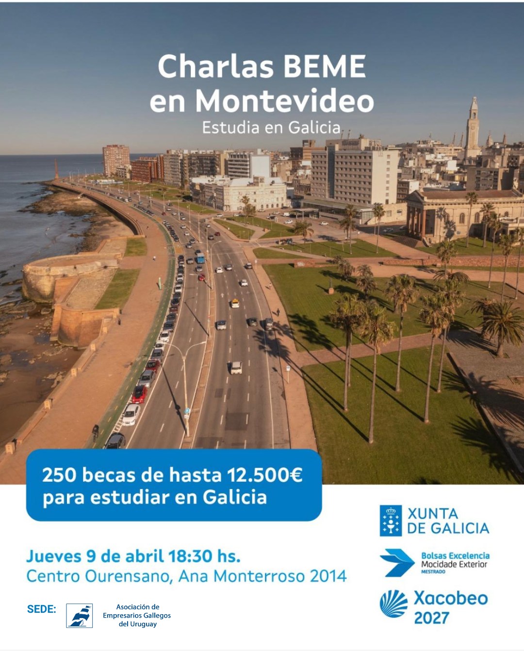 ¿Querés saber cómo estudiar un máster en Galicia?
Te invitamos a una charla informativa abierta al público
Conocé todos los detalles sobre la 10ª convocatoria a las becas BEME de @galiciaaberta: 🎓 250 becas para estudiar un máster.
📣 Charla abierta
🗓️ 9 de abril
🕑 18.30 hs. | Iniciamos 19 hs.
📍Sede AEGU (Ana Monteroso 2014)
👉Inscribite y recibí toda la información para participar