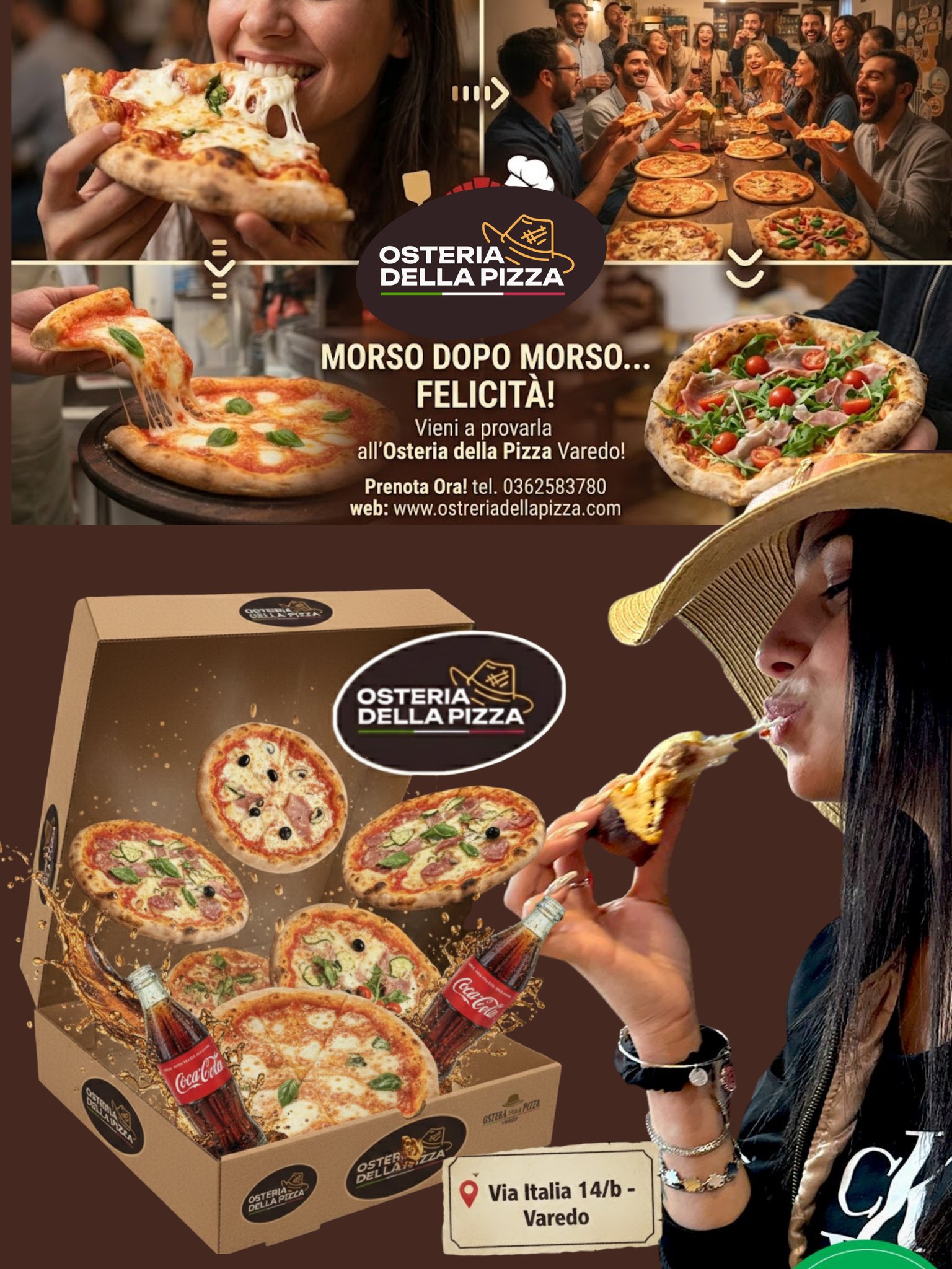 All'Osteria della Pizza di Varedo, ogni occasione è quella giusta per fare festa. Che sia un compleanno, una laurea o un evento speciale, ti offriamo l'ambiente ideale per condividere momenti indimenticabili con le persone che ami.
🎉 Il Tuo Evento su Misura
Siamo pronti ad ospitare le tue celebrazioni con un servizio attento e un'atmosfera conviviale.
* Compleanni e Ricorrenze: Festeggia i tuoi traguardi più importanti con noi.
* Ampi Spazi: Una sala accogliente pronta ad accogliere te e i tuoi ospiti.
🎤 Karaoke e Divertimento
Non solo buon cibo, ma anche tanta animazione! Mettiamo a disposizione la nostra strumentazione per il karaoke per permetterti di scatenarti e cantare le tue canzoni preferite. Il divertimento è assicurato per tutta la serata.
🍕 Pizza, Birra e Ottima Compagnia
Il cuore della nostra offerta è, ovviamente, la nostra pizza artigianale:
* Qualità: Pizze preparate con ingredienti freschi e cotte nel forno a legna.
* Brindisi in Compagnia: Accompagna il tuo pasto con un'ottima birra fresca.
* Slogan: Come diciamo sempre, "Morso dopo morso, la felicità".
📍 Contatti e Prenotazioni
Prenota ora il tuo tavolo o chiedi informazioni per il tuo prossimo evento:
* Indirizzo: Via Italia 14/b, Varedo (MB)
* Telefono: 0362 583780
* Web: www.osteriadellapizza.com#OsteriaDellaPizza #Varedo #PizzaConAmore #FornoALegna #LaPizzaScaldaIlCuore
Vieni a trovarci: PRANZO E CENA ti aspettiamo!