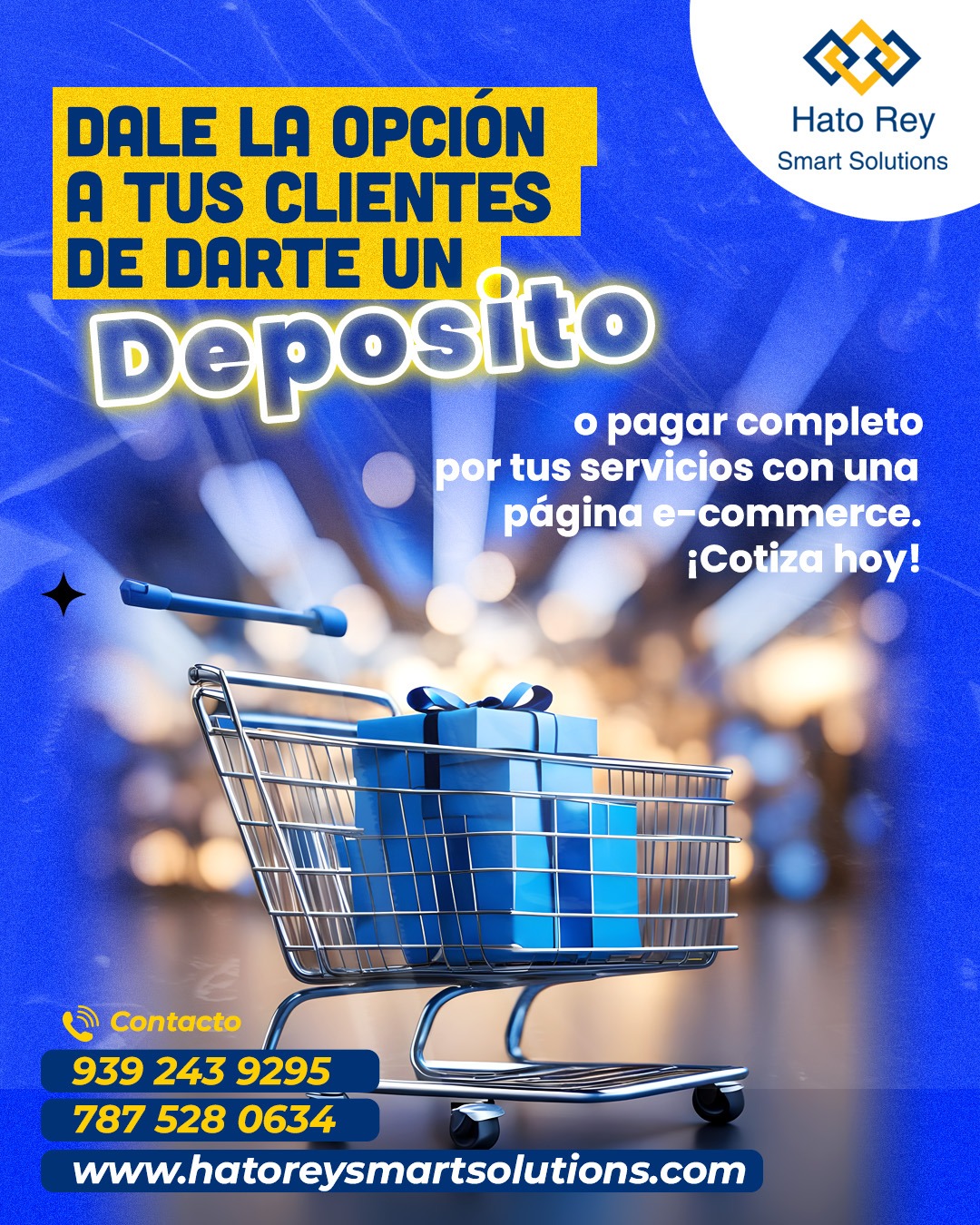 💳🛒 Dale más opciones a tus clientes para pagar.
Permíteles hacer depósitos o pagos completos online a través de tu página web e-commerce.
Facilita el proceso de compra, genera confianza y aumenta tus conversiones. 🚀
📲 Contáctanos:
📞 939-243-9295
📞 787-528-0634
🌐 www.hatoreysmartsolutions.com
#HatoReySmartSolutions #EcommercePR #PagosOnline #NegociosPR #VentasDigitales #Automatizacion #PuertoRico #MarketingDigital #Conversiones