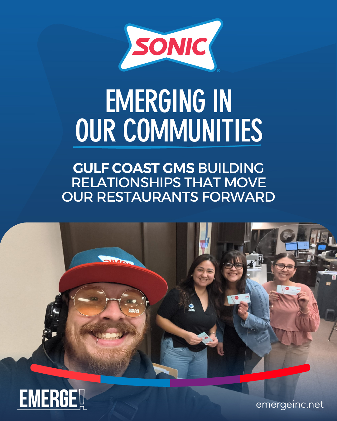 Leadership at Emerge means more than running a restaurant.
Our Gulf Coast General Managers have been out in their communities this month through Local Store Marketing: building relationships, creating opportunities, and strengthening the connection between our restaurants and the people we serve.
Because when leaders step forward and engage their communities, momentum builds.
And that’s how great teams Emerge!
#LeadershipInAction #CommunityFirst #RestaurantLife #HospitalityLeaders #TeamCulture #EmergeStronger #LocalImpact #PeoplePowered #BehindTheScenes #LeadersWhoCare #StrongerTogether #FoodIndustryLife #CultureMatters #CommunityConnection #GrowthMindset