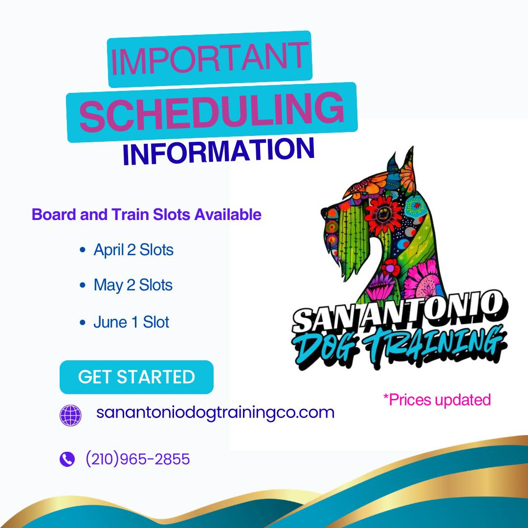 #boardandtrain Due to some recent reschedules and a cancelation I have a few spots that have opened up! These are for my 3 week board and trains for dogs 6 months and older! We go over basic manners as well as obedience and include 3 in home lessons to work with you one on one in their environment once they go home! Feel free to send me a message to get signed up! Dates vary depending on bookings!
#sanantonio #dogtraining #boardandtrain #boardandtraindogtraining #balancedtraining