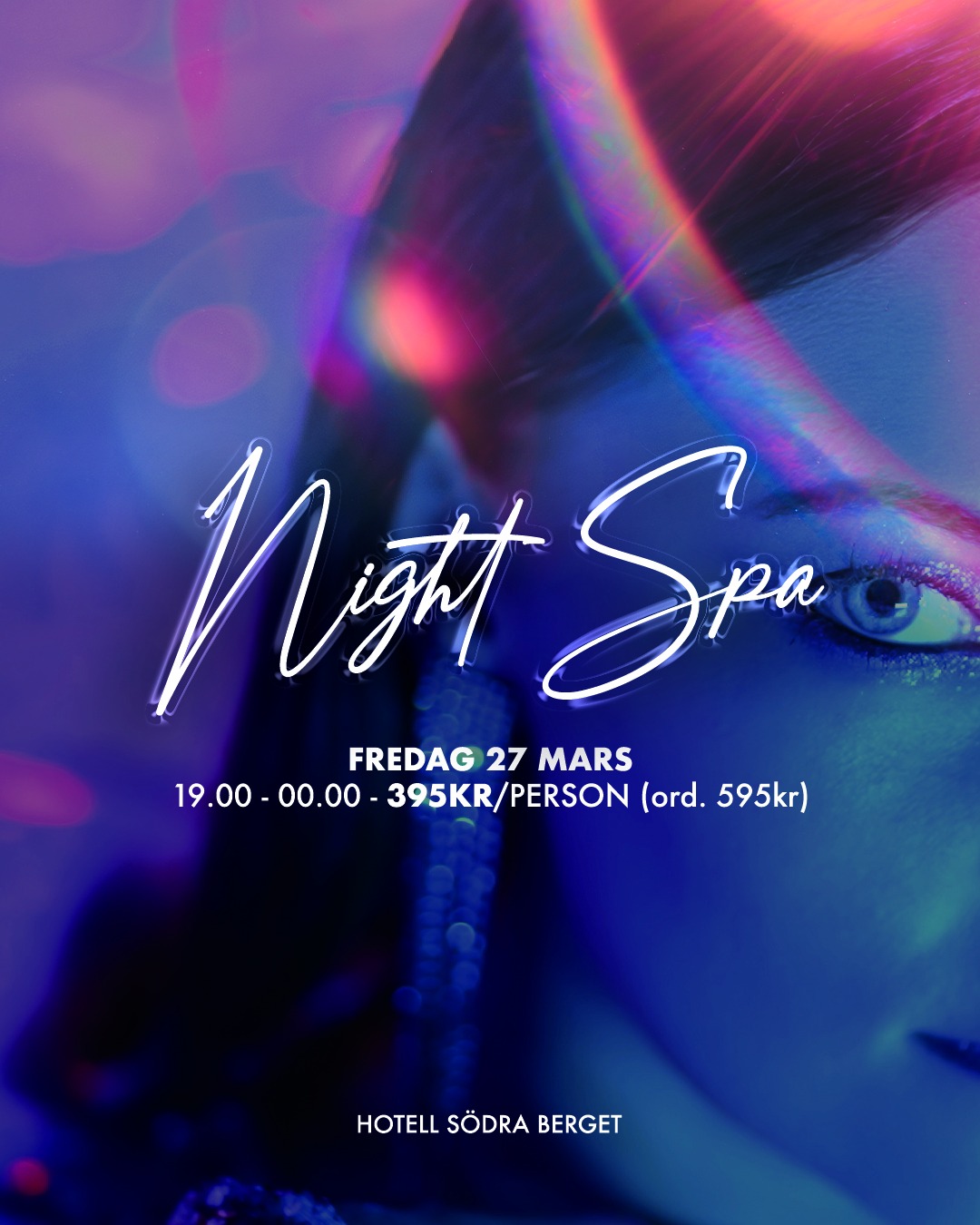 ✨ Night Spa - Nu på fredag! ✨ Fredag 27 mars
Välkommen till en kväll där avkoppling möter puls. Under vårt populära Night Spa förvandlas spaavdelningen till en stämningsfull mötesplats fylld av musik, mingel och välmående.
Vi dämpar belysningen, höjer basen och skapar en mjuk men energifylld atmosfär. Baren är öppen och serverar fräscha, spännande drinkar – perfekta att njuta av tillsammans med vänner. 🍸
🕘 DJ kl. 21.00–00.00
🕖 Entré från kl. 19.00 – kom i god tid, varva ner och landa i kvällen innan musiken drar igång.
📅 Datum:
• Fredag 27 mars
• Fredag 24 april
💫 Specialpris Night Spa:
Entré 395 kr/person
(ord. pris 595 kr – gäller endast vid onlinebokning)
Boka nu på https://www.sodraberget.se/nightspa
Platserna är populära – säkra din kväll redan nu! 💙