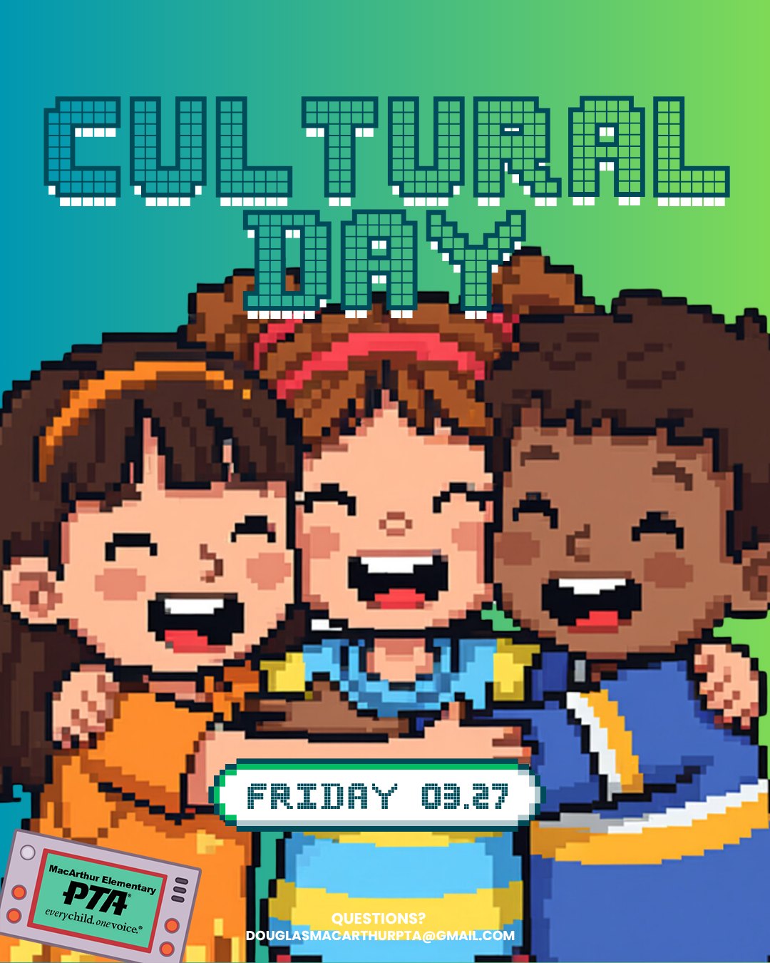 Spring into Culture, Eagles: it’s Cultural Day! As the season blooms, so does our celebration of the traditions, stories, and backgrounds that make our community so vibrant.
📅 Friday, March 27
🌎 Cultural Day Celebration
👕 Students are invited to wear clothing or accessories that represent their culture or heritage
🦅 Uniforms are always welcome — participation is optional
✨ Please remember: all outfits must follow LBUSD + MacArthur dress code guidelines
#GameOnMacArthur #MacArthurPTA #CulturalDay #CelebrateDiversity #SpringAtMacArthur #EaglePride #SchoolSpirit #MacArthurElementary #StrongerTogether